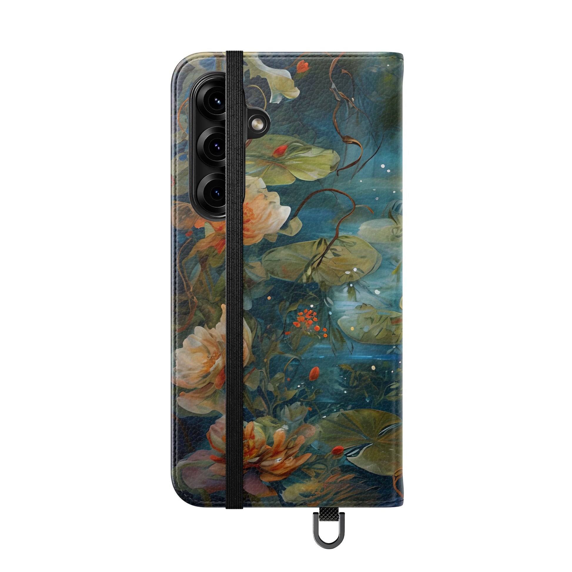 Waterlily Nocturne Samsung Galaxy S25 Plus Wallet Case - Elegant Floral Flip Cover, Vintage Botanical Phone Folio