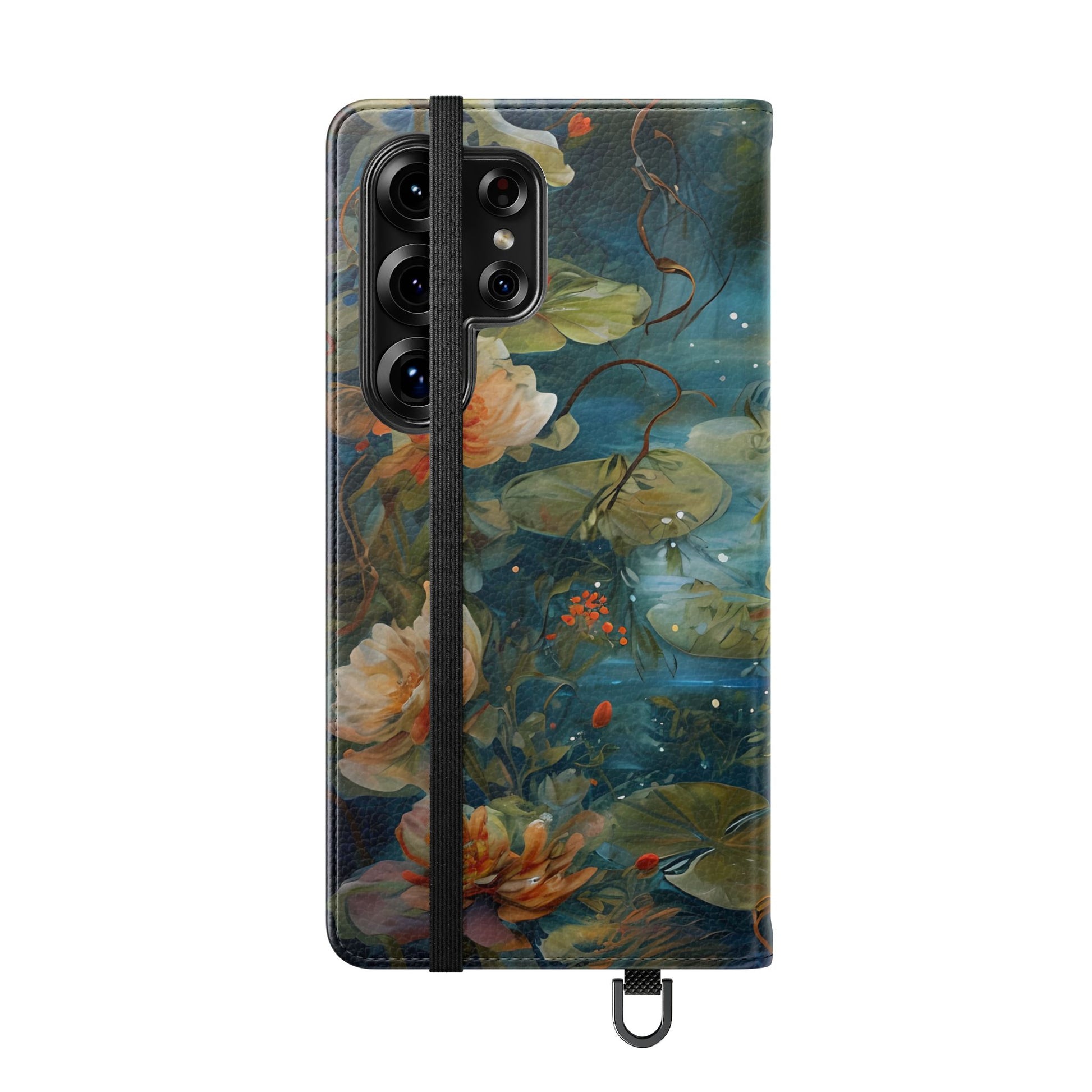 Waterlily Nocturne Samsung Galaxy S25 Ultra Wallet Case - Elegant Floral Flip Cover, Vintage Botanical Phone Folio