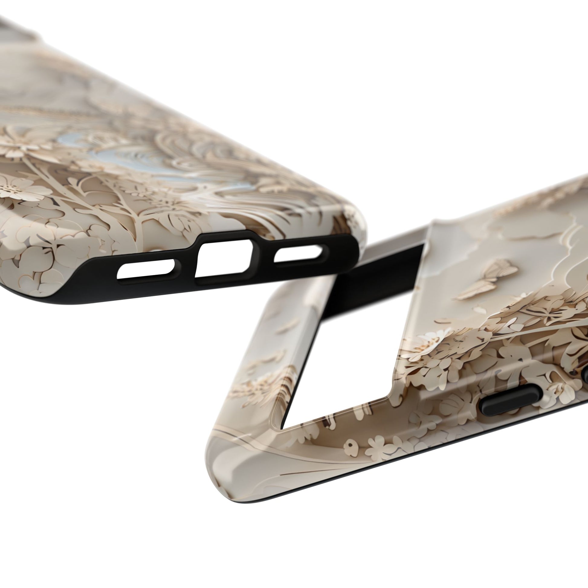 Moonlit Garden ivory botanical floral relief design Google Pixel case camera bar detail