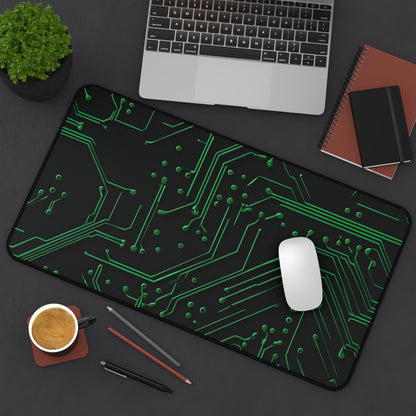 Green Circuit Grid Desk Mat - Premium Office Desk Pad, 3 Sizes Available, Artistic Workspace Protection