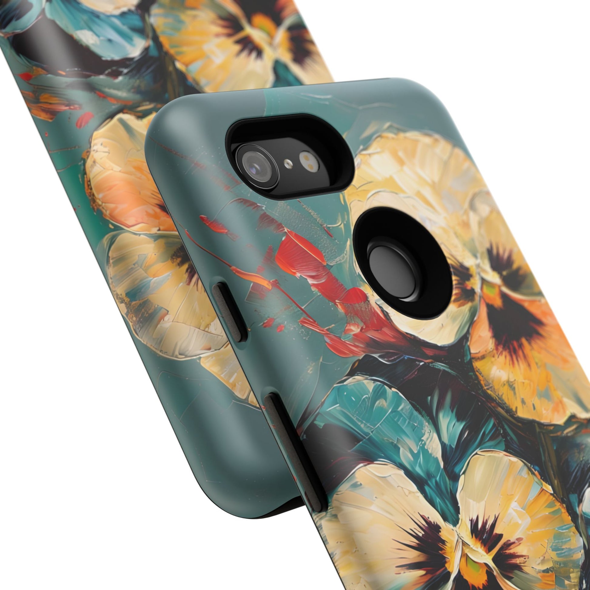 Golden Pansy Cascade Tough Case for Google Pixel 3 - Floral Artistic Shockproof Cover, Elegant Protective Phone Case