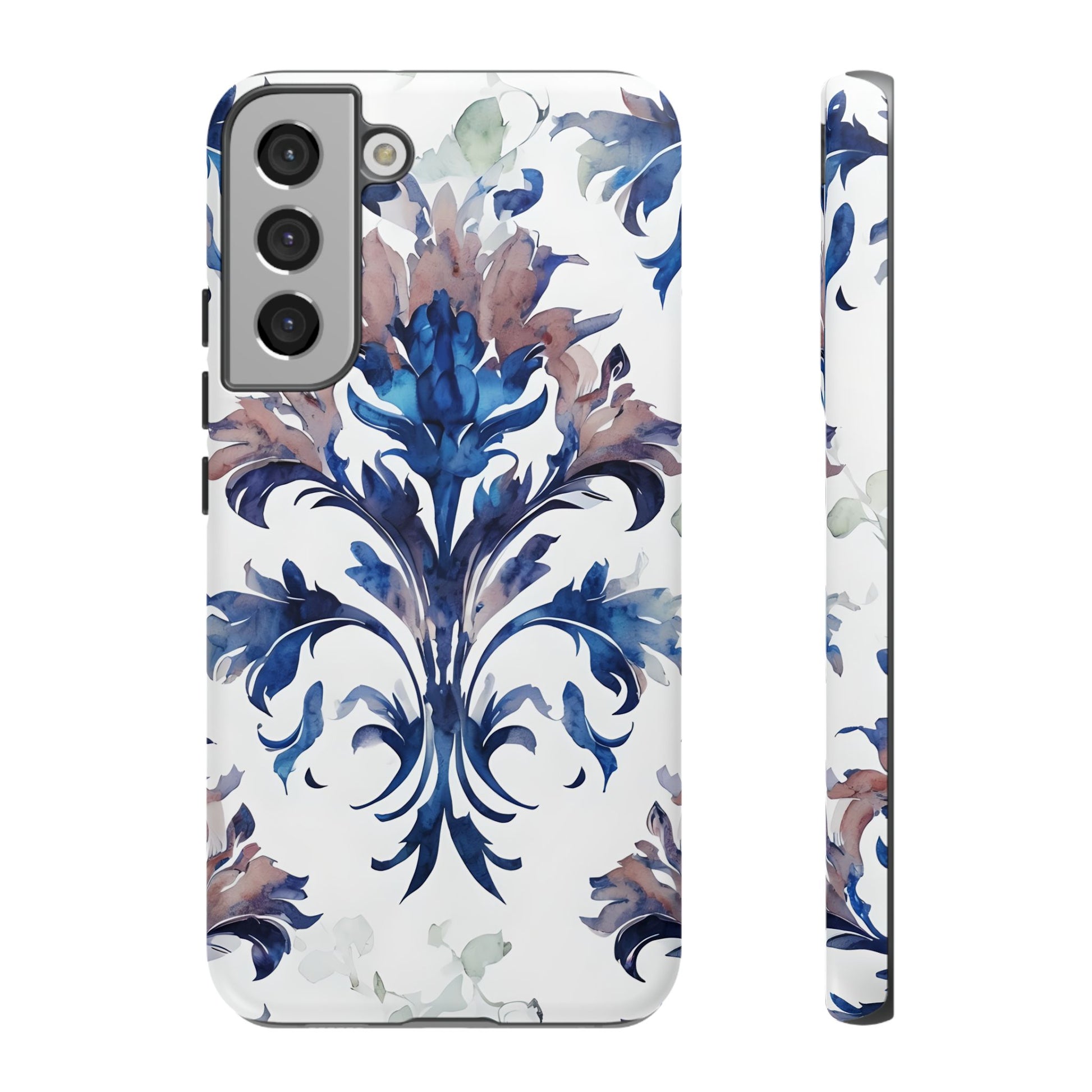 Delft Reverie - Elegant Blue & White Samsung S22 Plus Tough Phone Case - Dutch Delftware-Inspired Floral Design