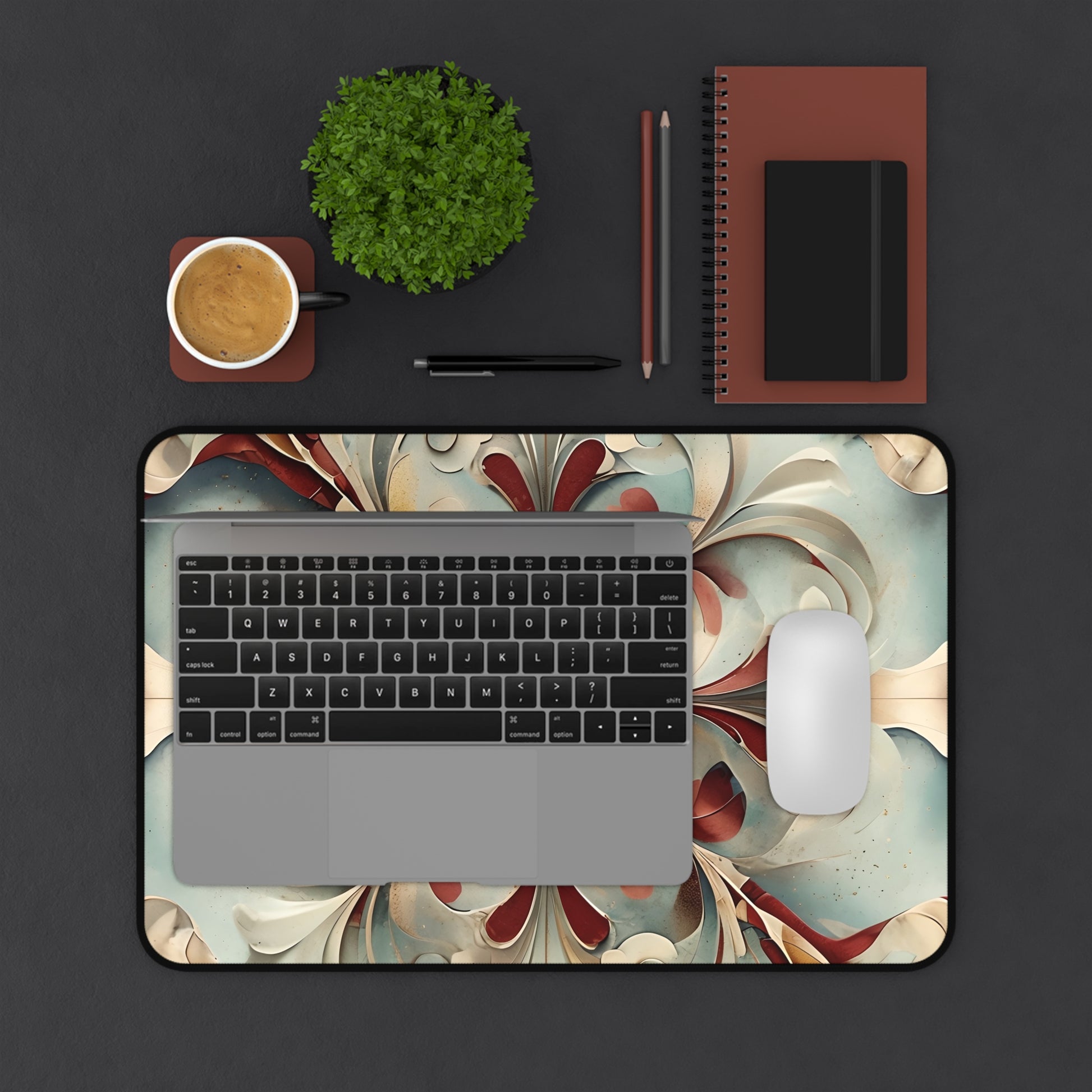 Vintage Baroque Blossom Designer Desk Mat - Premium Office Desk Pad, 3 Sizes Available, Artistic Workspace Protection