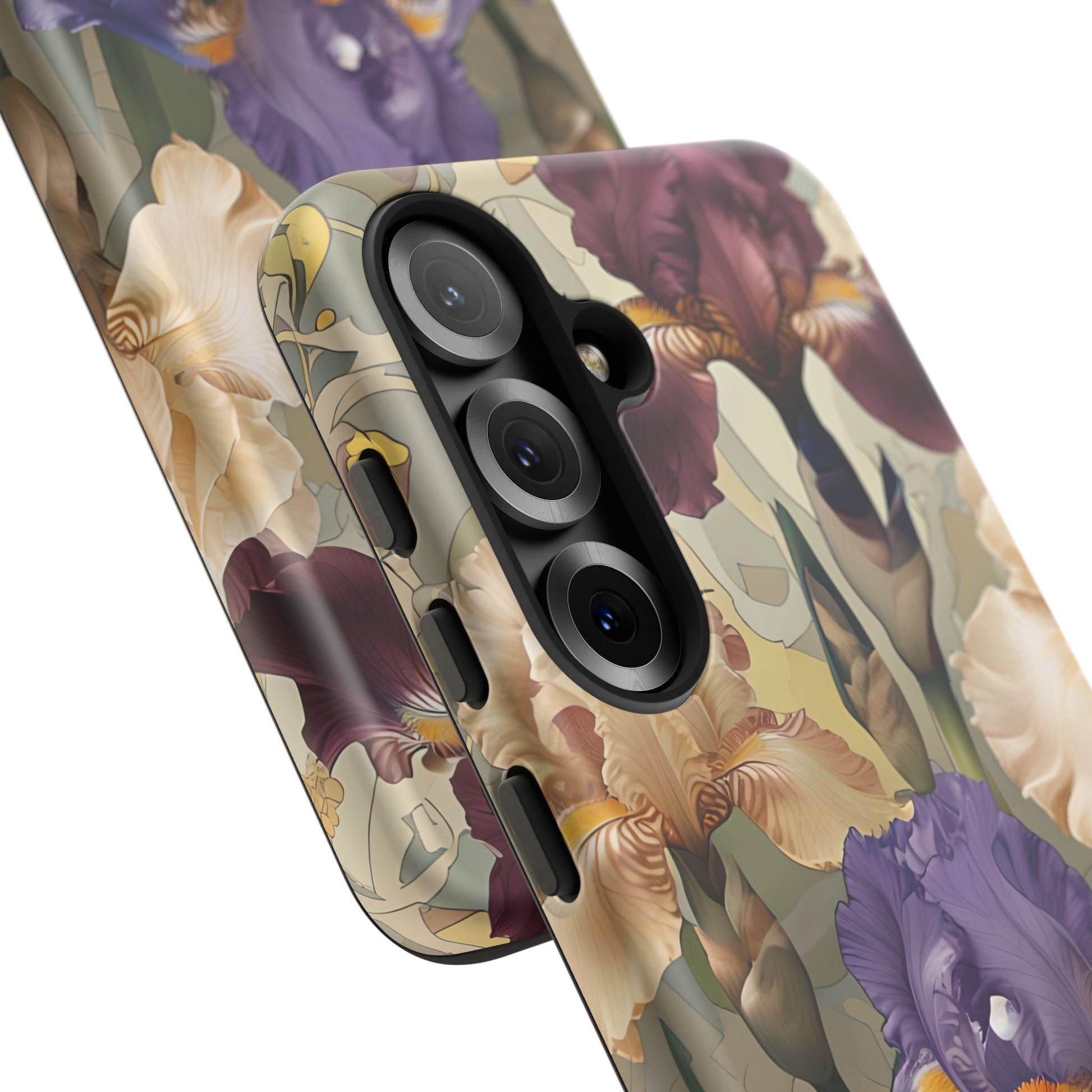 Iris Reverie - Elegant Painterly Floral Samsung Galaxy S25 Phone Case - Artistic Purple & Cream Iris Design