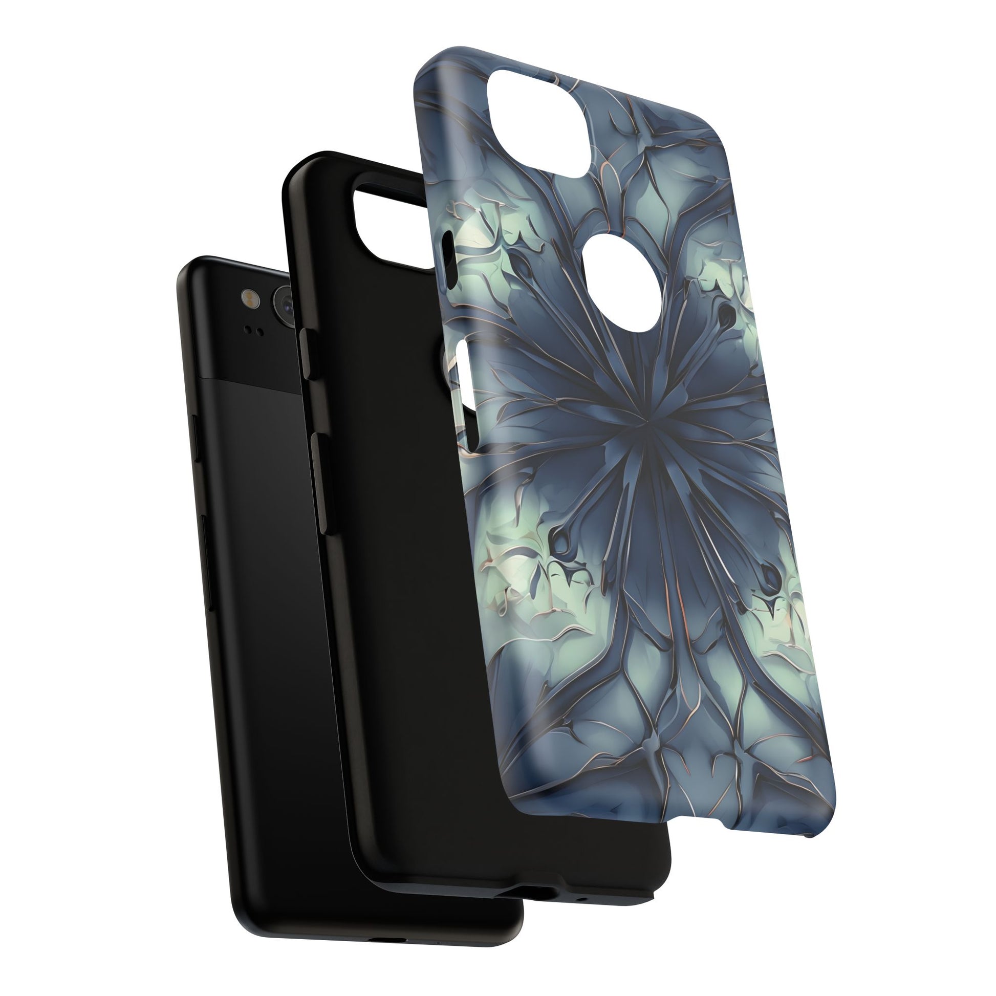 Indigo Mosaic - Artistic Kaleidoscope Collection Artistic Floral - Google Pixel 2 Tough Phone Case - Bold Blue Symmetrical Design