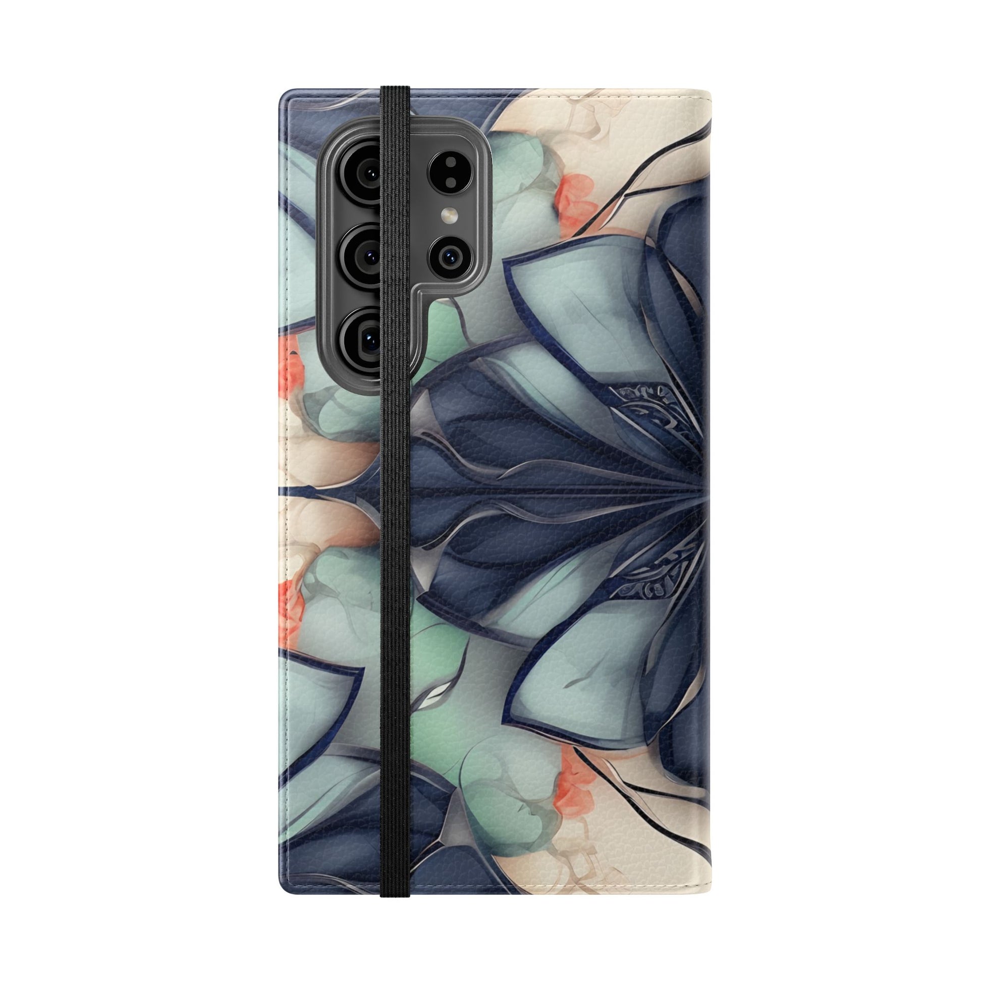 Midnight Mosaic - Abstract Floral Flip Phone Case for Samsung Galaxy S23 Ultra