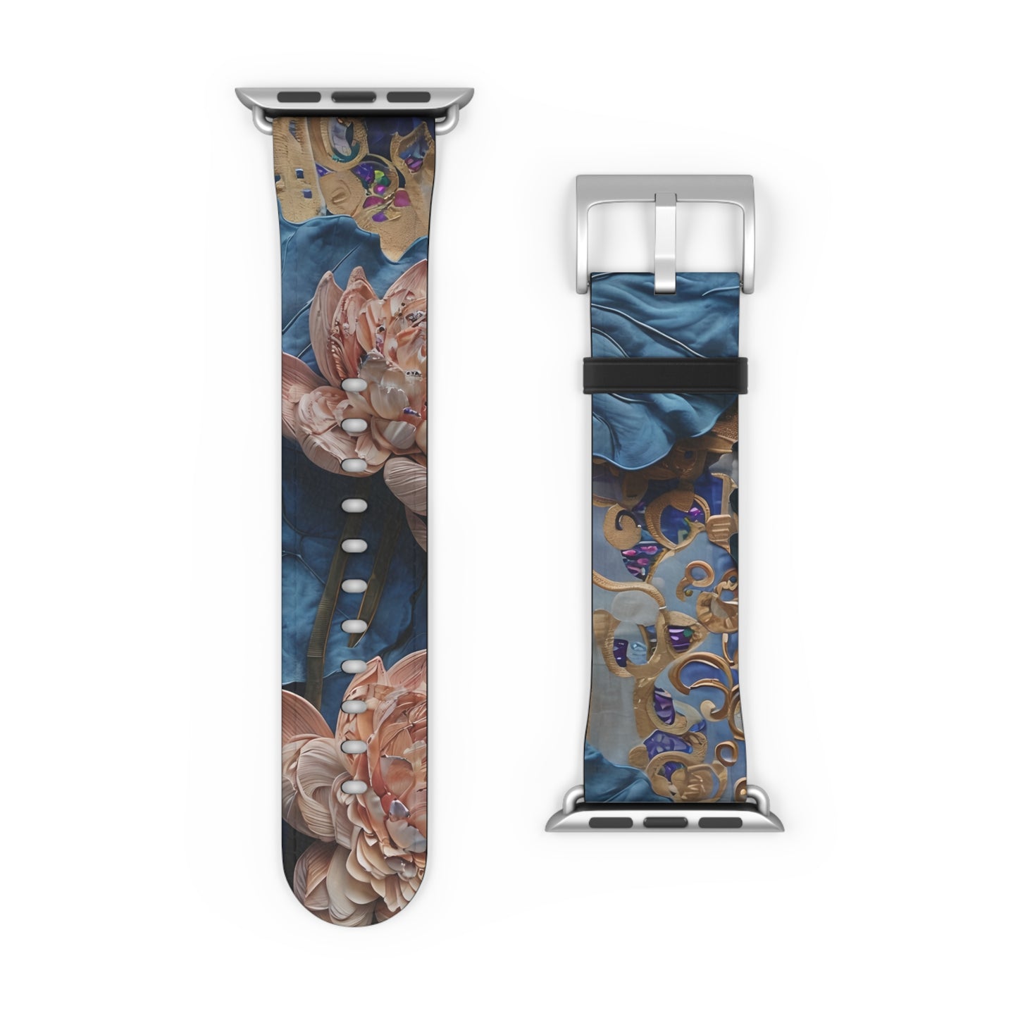 Peony Midnight Tapestry Designer Apple Watch Band - Premium Custom Strap for Series 1-9, SE & Ultra - Artistic Vegan Leather