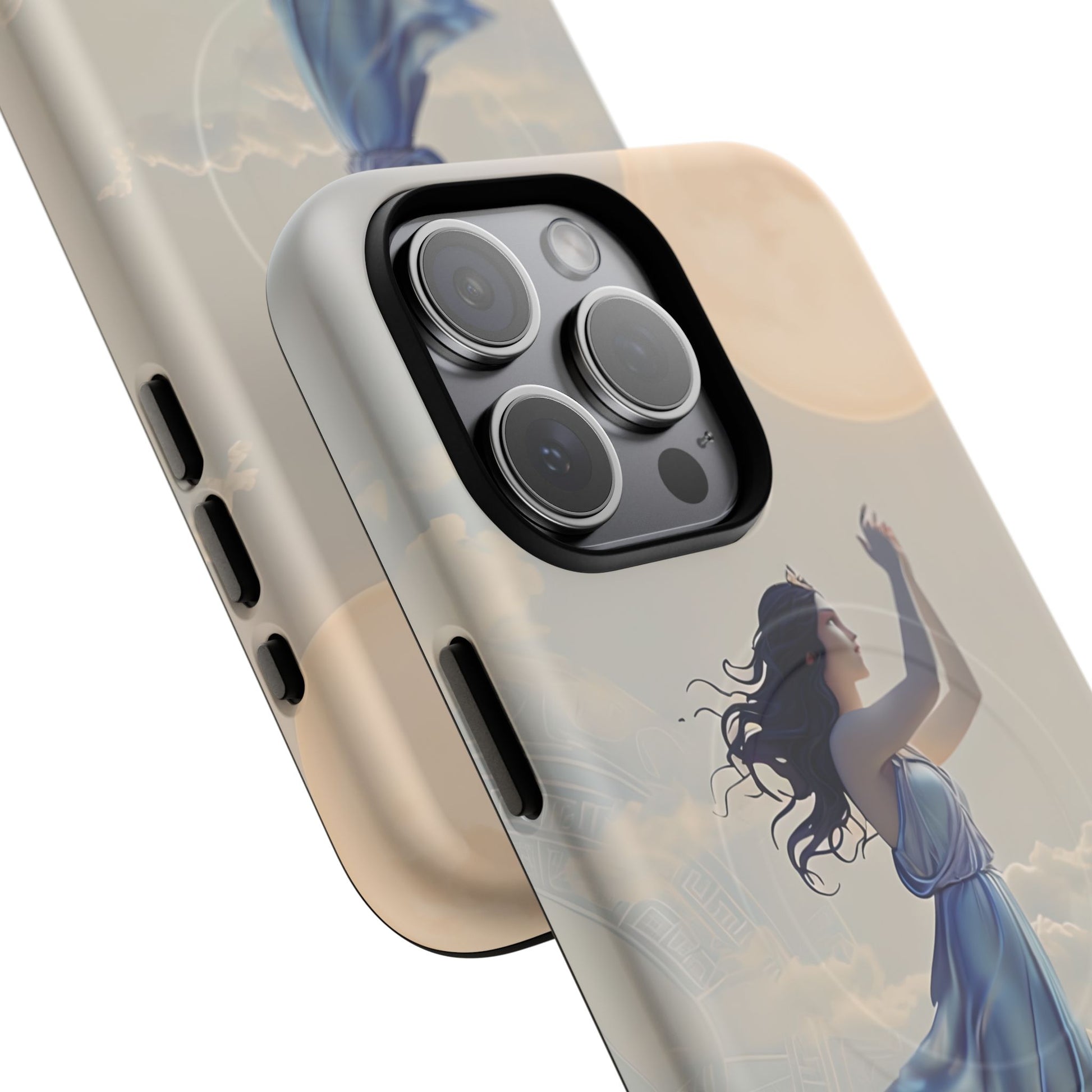 Moonlit Ascend - Ethereal Celestial Art iPhone 15 Pro Max MagSafe Phone Case -Dreamy Night Sky & Floating Woman Design