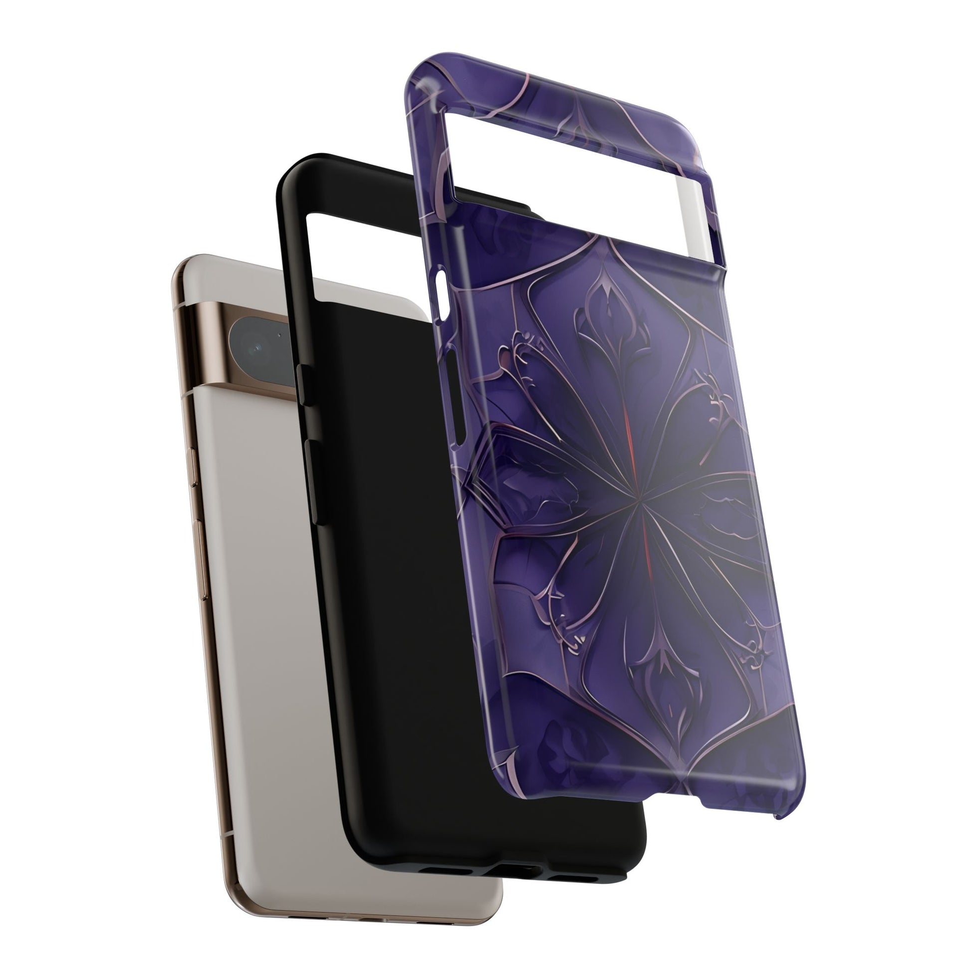 Violet Nebula shockproof dual layer Google Pixel phone case with purple nebula design