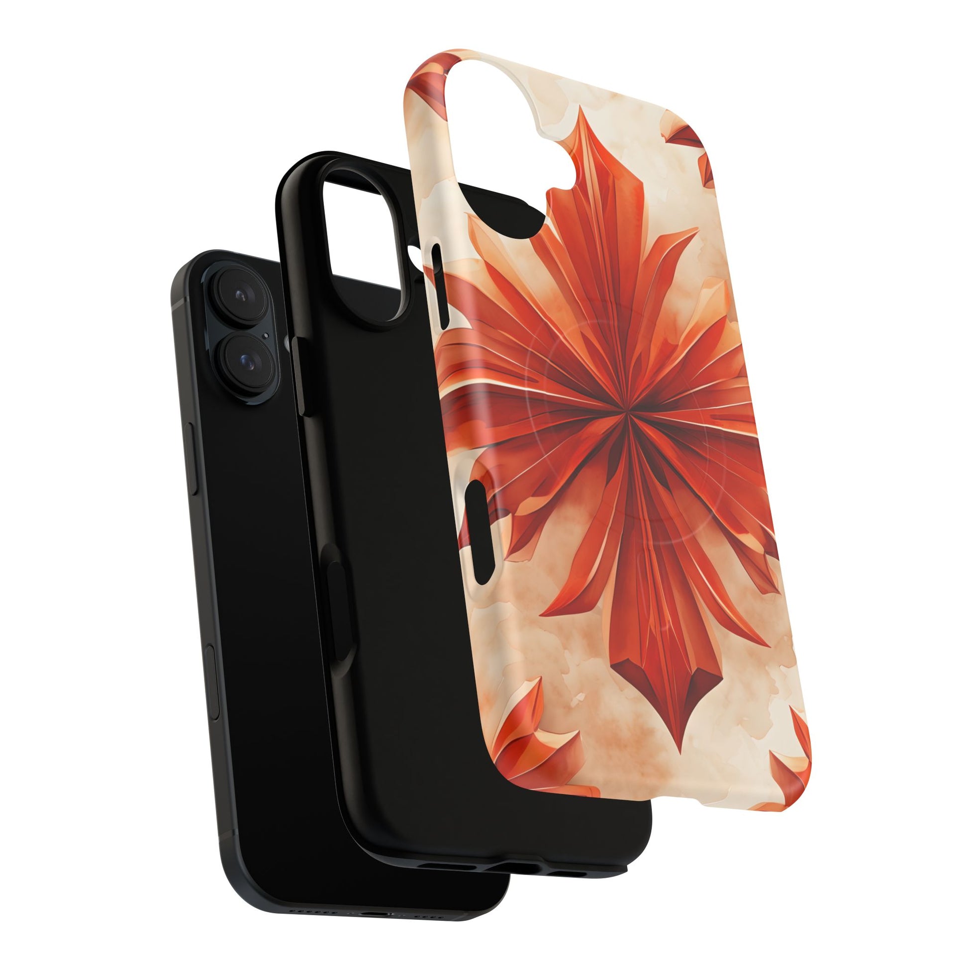 Sunset Fleur iPhone 16 Plus - Kaleidoscope Collection of MagSafe Compatible - Vibrant Sunset Flower Design