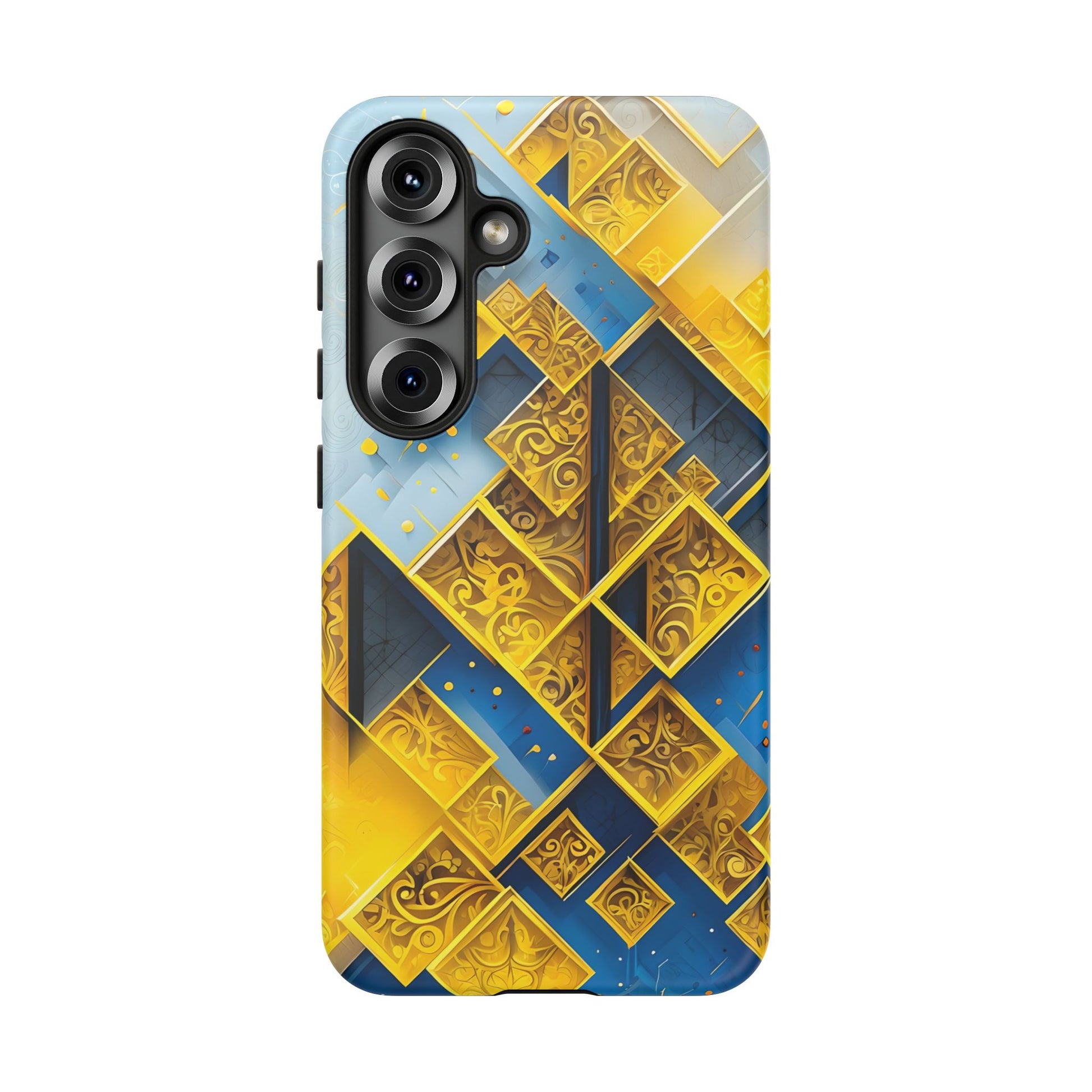 Golden Ascent Luxe Geometric Samsung Galaxy S25 Tough Case - Elegant Abstract Gold Design