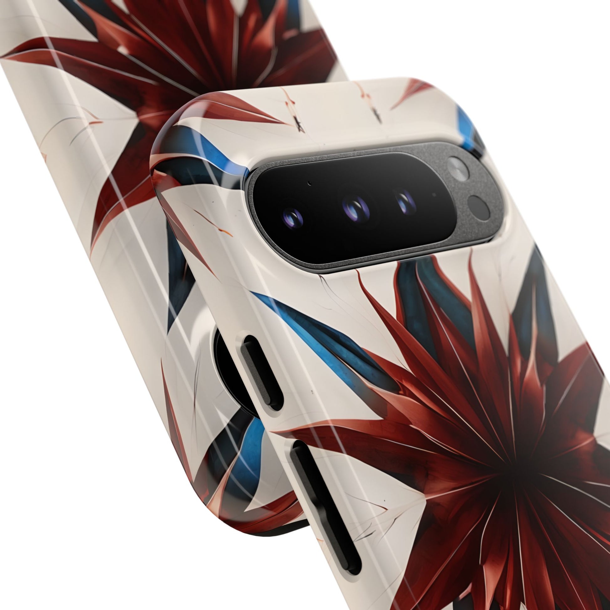 Garnet Starburst - Kaleidoscope Collection Gemstone Floral - Google Pixel 9 Pro Tough Phone Case - Floral Burst Design