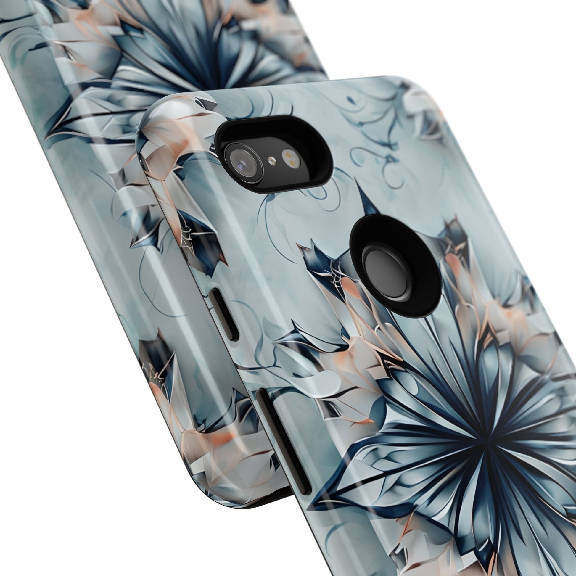 Indigo Mirage - Artistic Kaleidoscope Collection Artistic Floral - Google Pixel 3XL Tough Phone Case - Bold Indigo Symmetrical Design