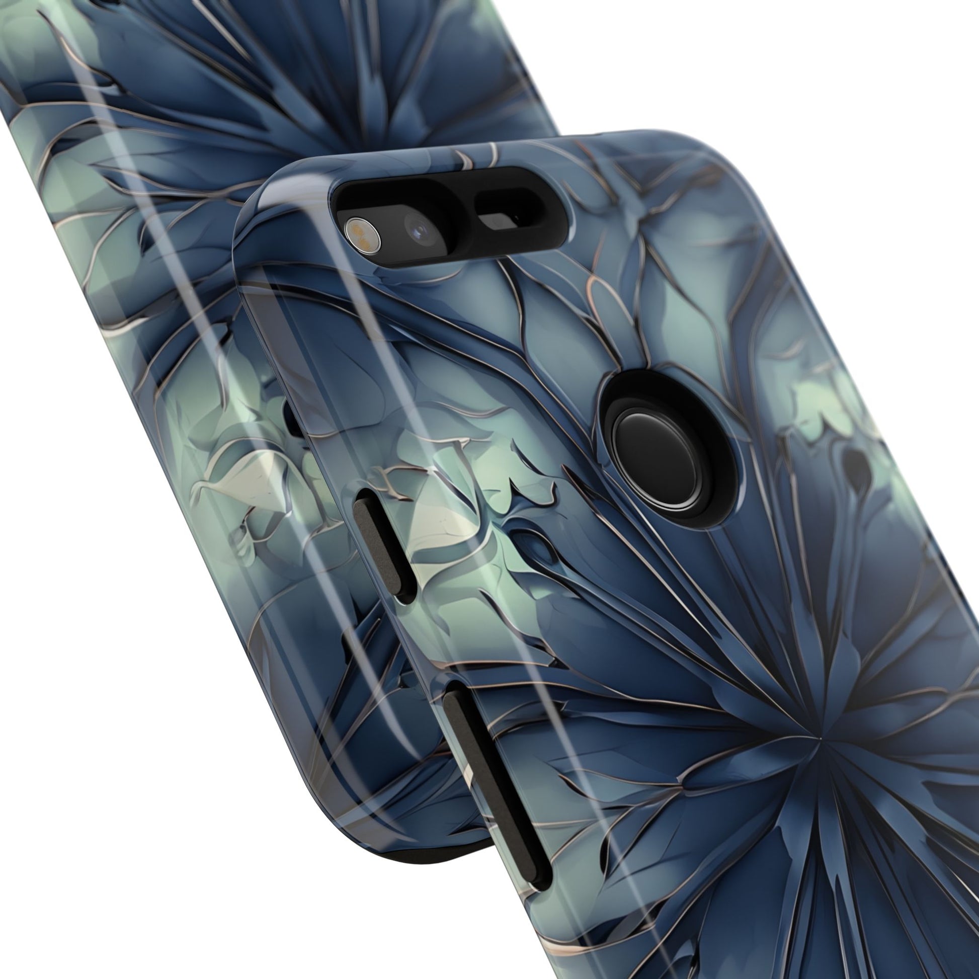 Indigo Mosaic - Artistic Kaleidoscope Collection Artistic Floral - Google Pixel XL Tough Phone Case - Bold Blue Symmetrical Design
