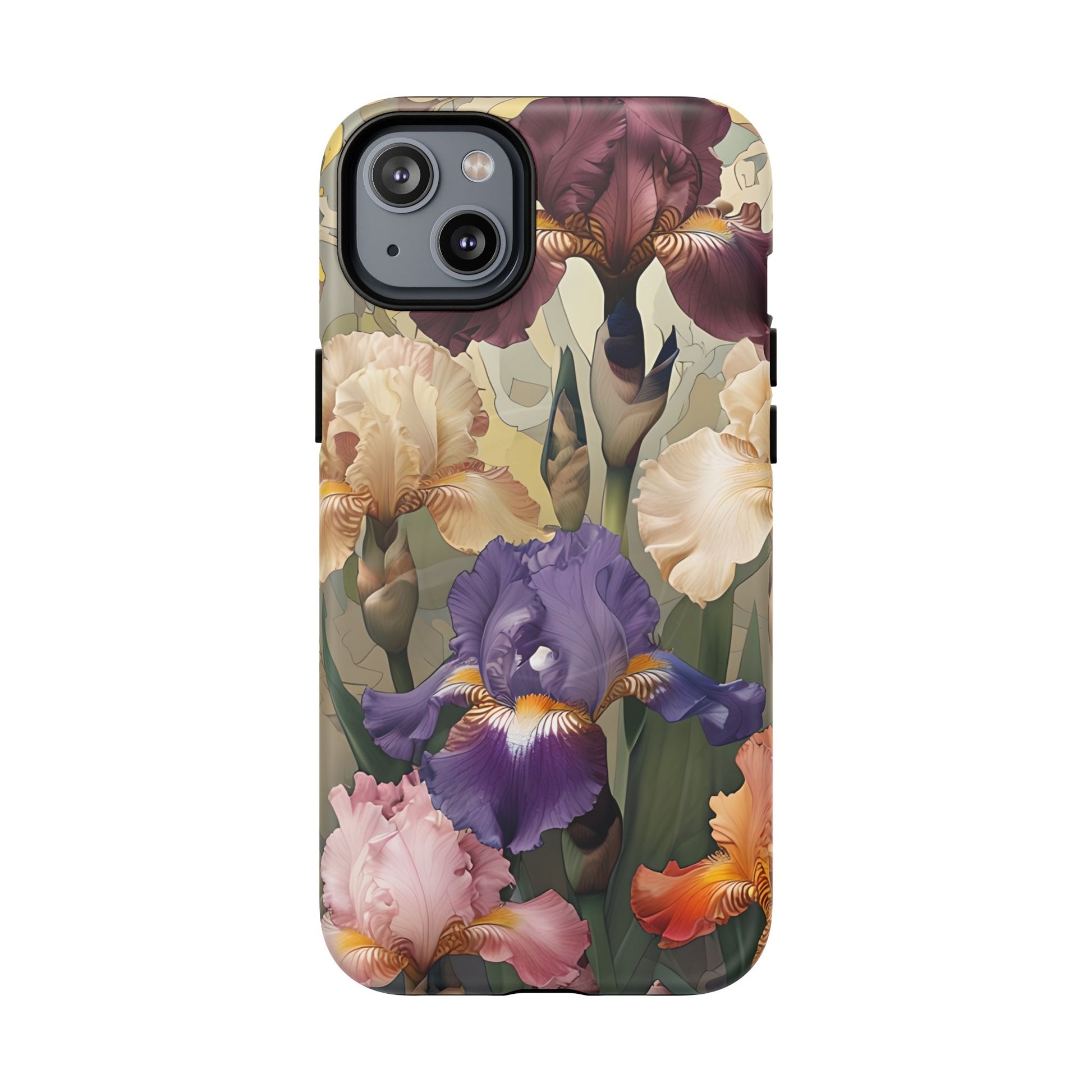 Iris Reverie - Elegant Painterly - iPhone 14 Plus - MagSafe Compatible - Artistic Purple & Cream Iris Design
