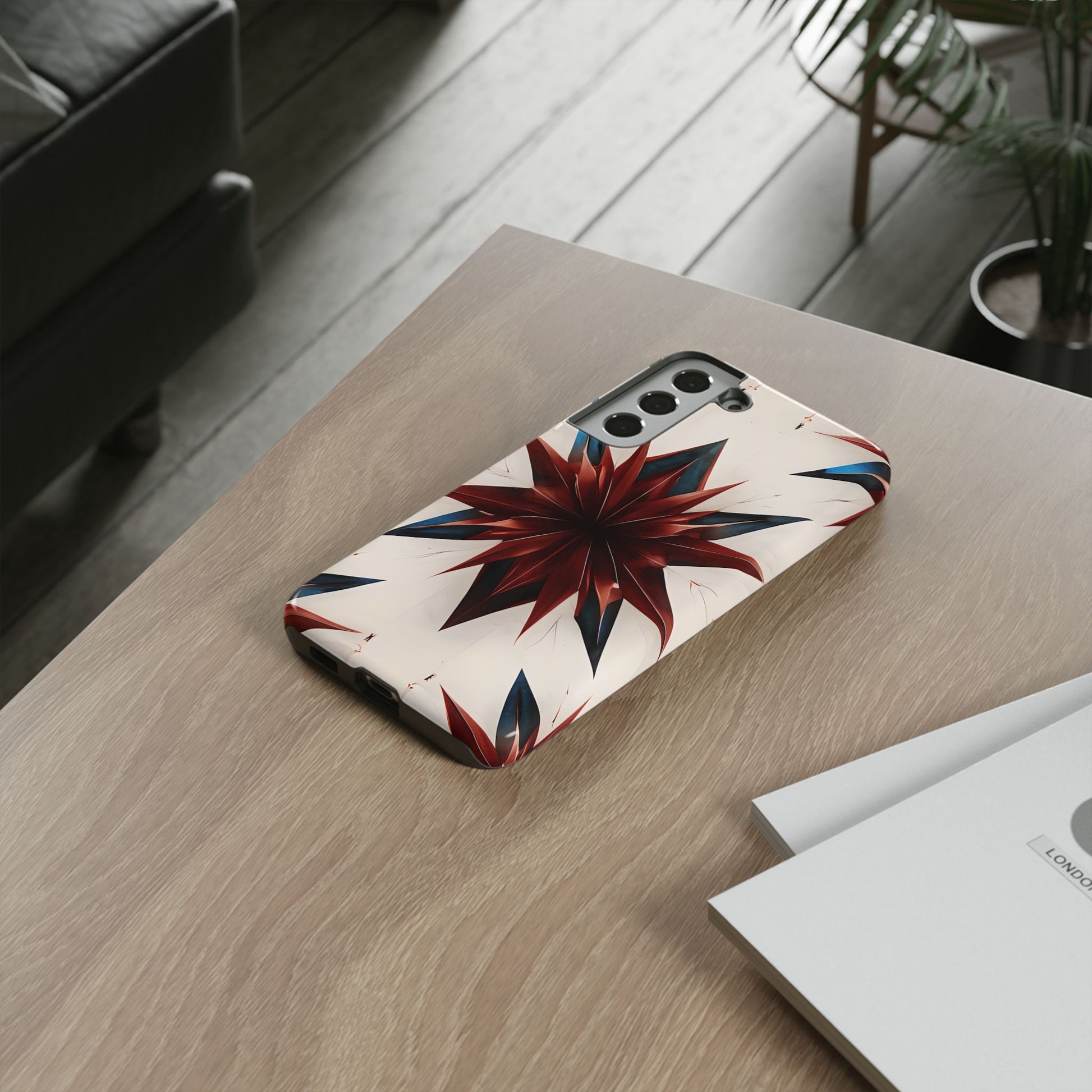 Garnet Starburst - Kaleidoscope Collection Gemstone Floral - Samsung Galaxy S22 Plus Tough Phone Case - Floral Burst Design