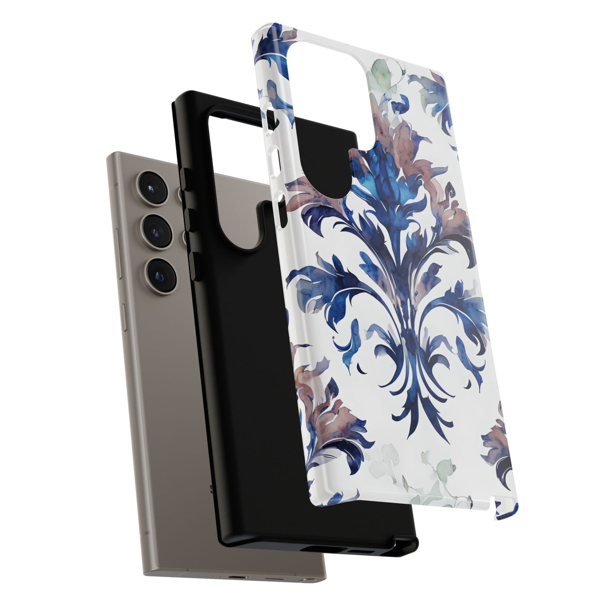 Delft Reverie - Elegant Blue & White Samsung S24 Ultra Tough Phone Case - Dutch Delftware-Inspired Floral Design