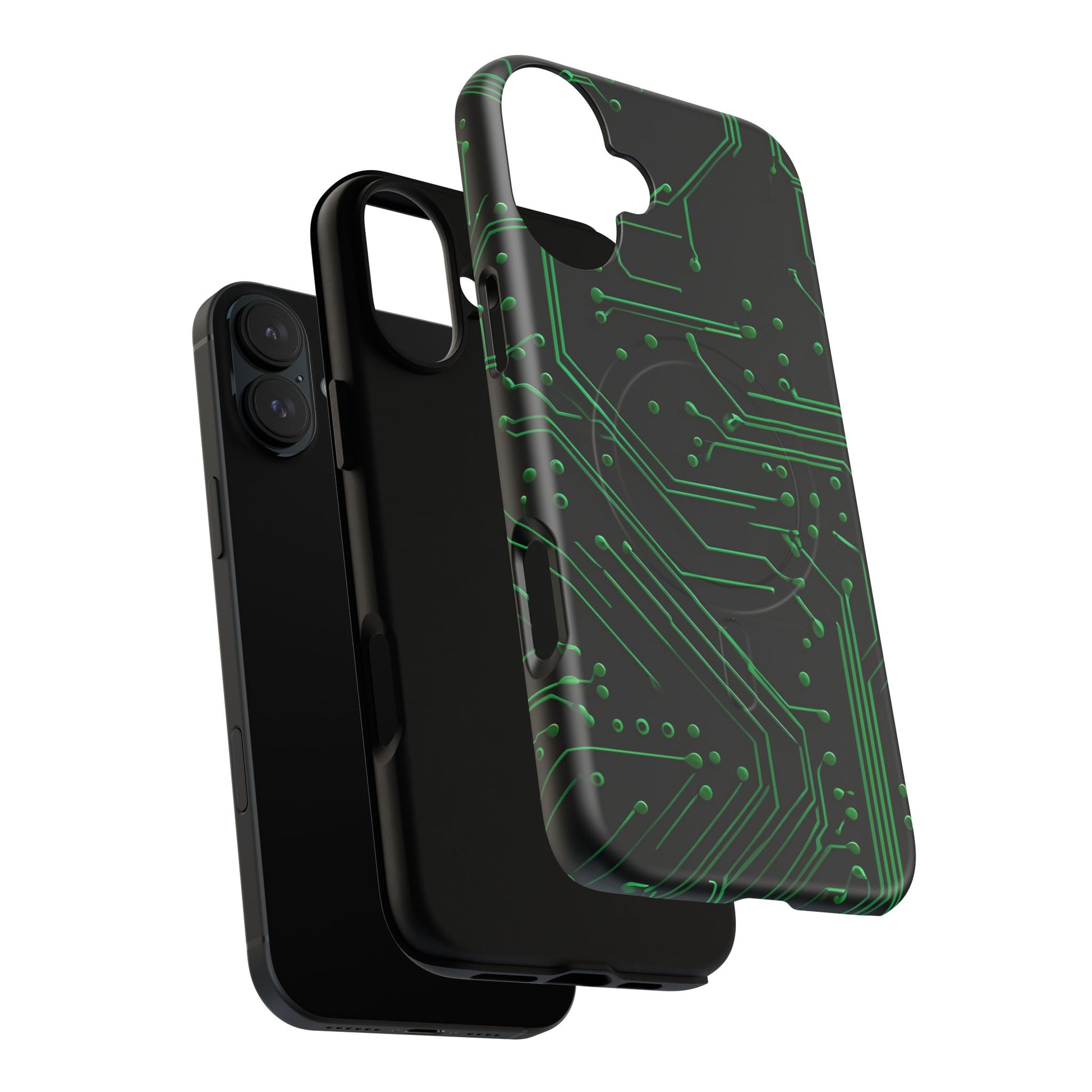 Green Circuit Grid iPhone 16 Plus MagSafe Compatible case- Tech-Inspired Shockproof Cover