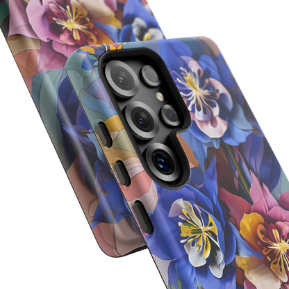 Blue Columbine Carnivale - Artistic Floral & Butterfly Samsung Ultra Tough Phone Case - Vibrant Botanical Design