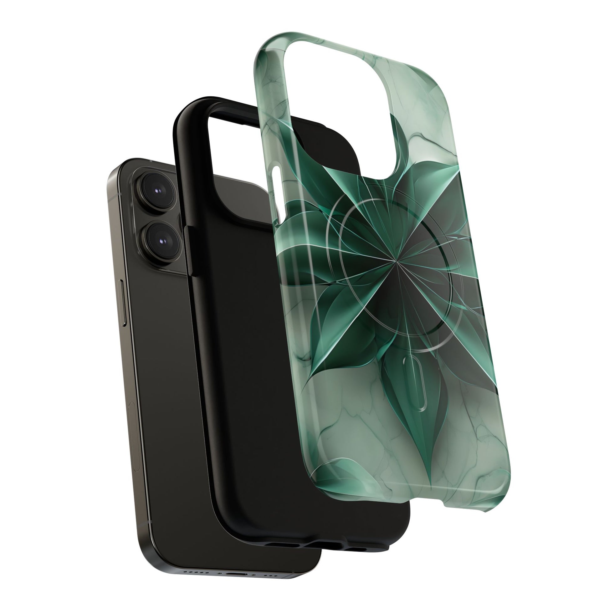 Emerald Bloom - iPhone 14 Pro MagSafe Phone Case - Rich Emerald Modern Design