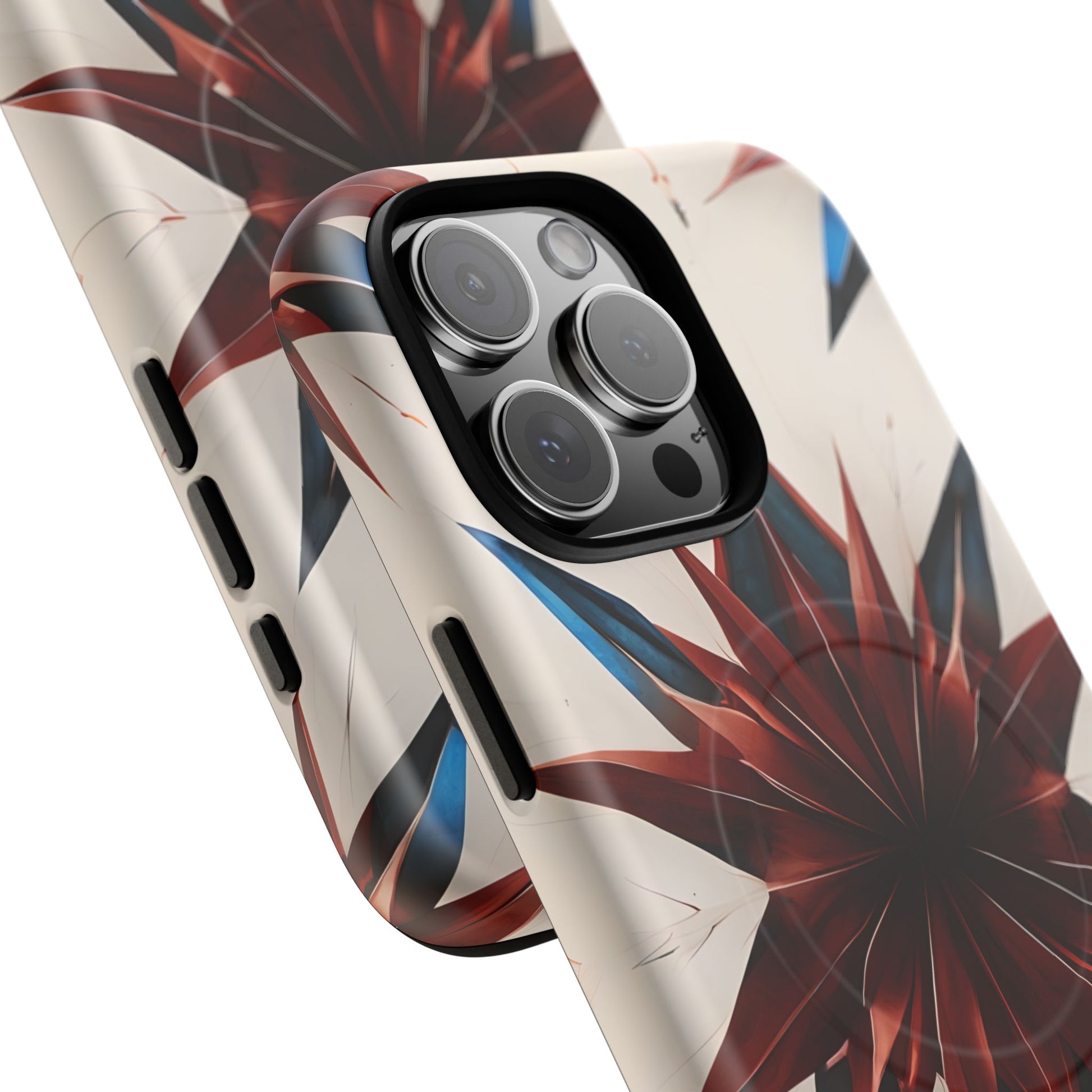 Garnet Starburst - Kaleidoscope Collection Gemstone Floral - iPhone 16 Pro Max MagSafe Phone Case -Floral Burst Design