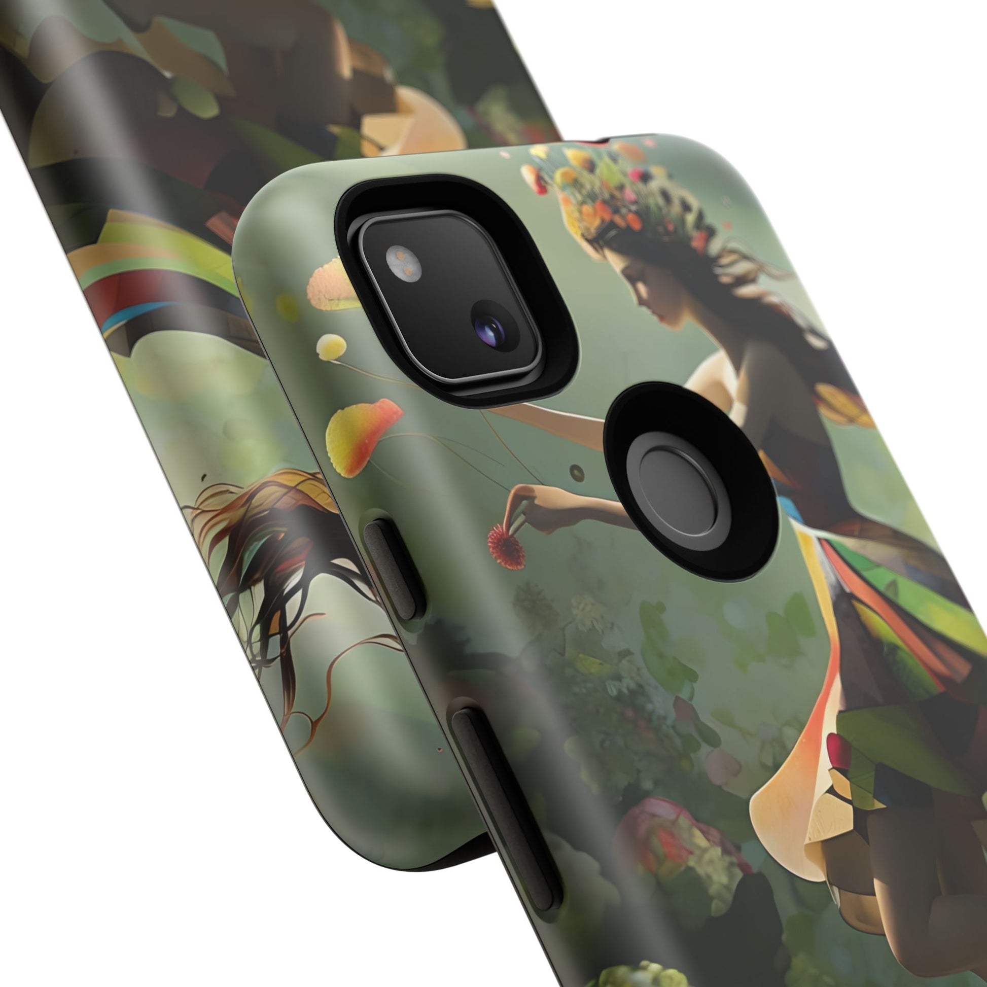 Dancing Wildflower Muse Google Pixel 4a Tough Case - Artistic Floral Fantasy Cover - Whimsical Nature-Inspired Protective Accessory