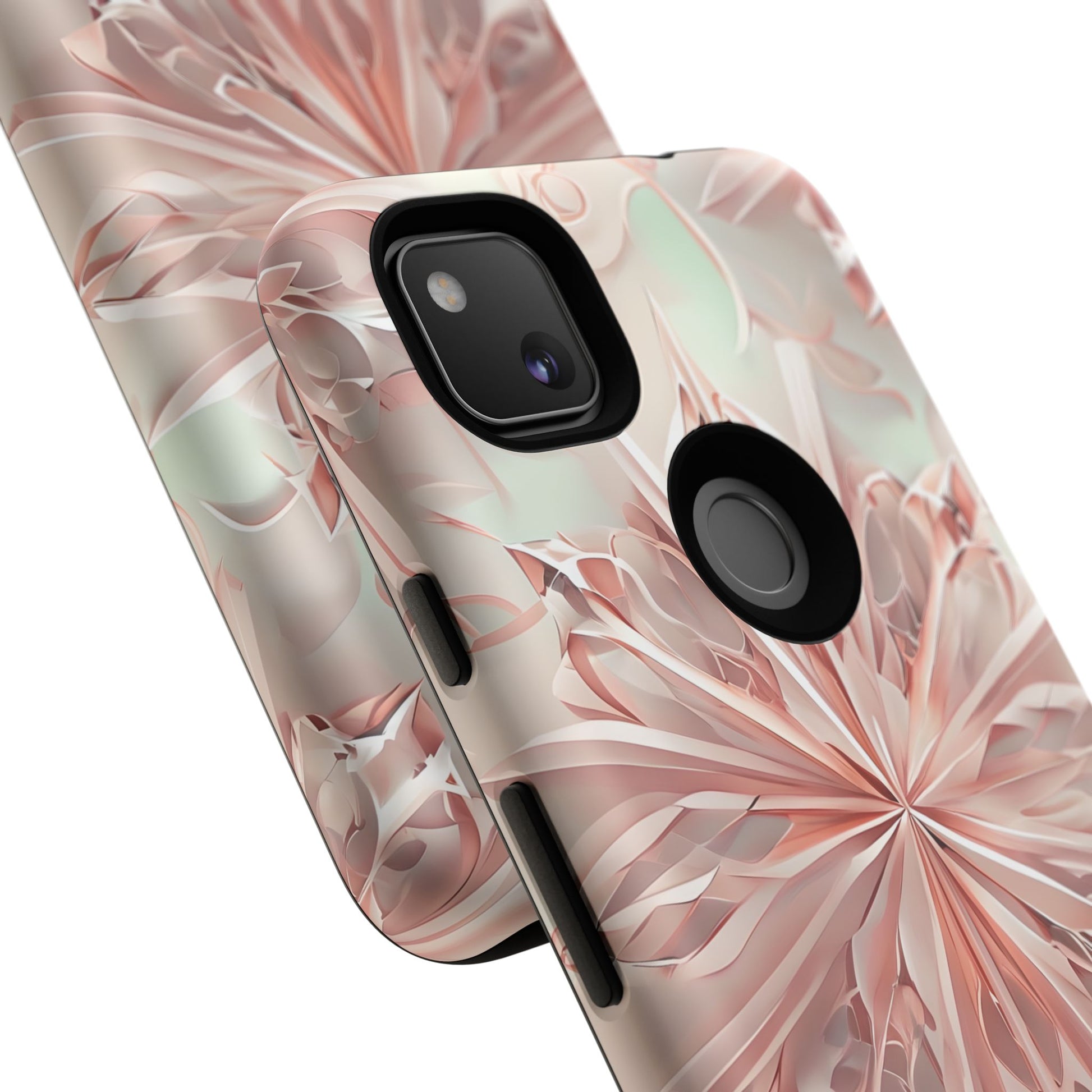 Blush Frost from our Kaleidoscope Collection - Google Pixel 4a tough case - Soft Pink Geometric Floral Design