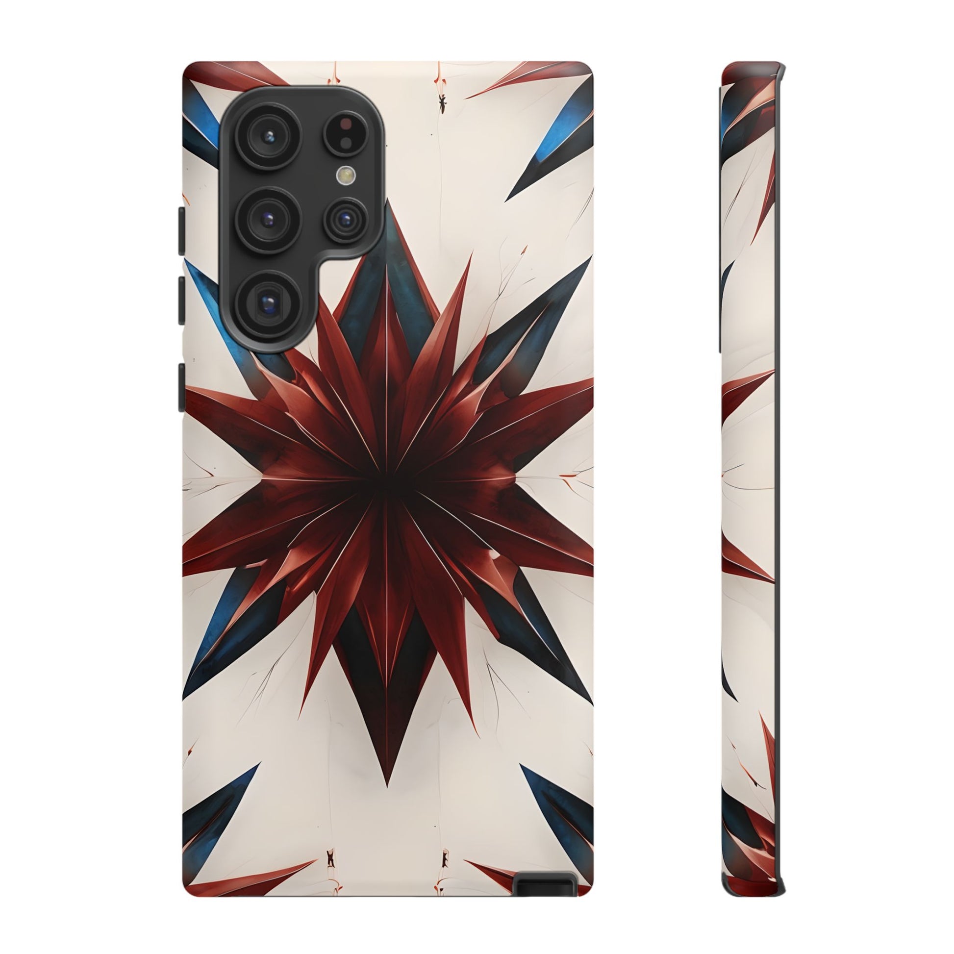 Garnet Starburst - Kaleidoscope Collection Gemstone Floral - Samsung Galaxy S22 Ultra Tough Phone Case - Floral Burst Design