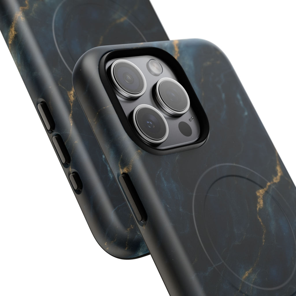 Midnight Marble MagSafe iPhone 15 Pro Max Case - Deep Blue Marble Design Shockproof Cover