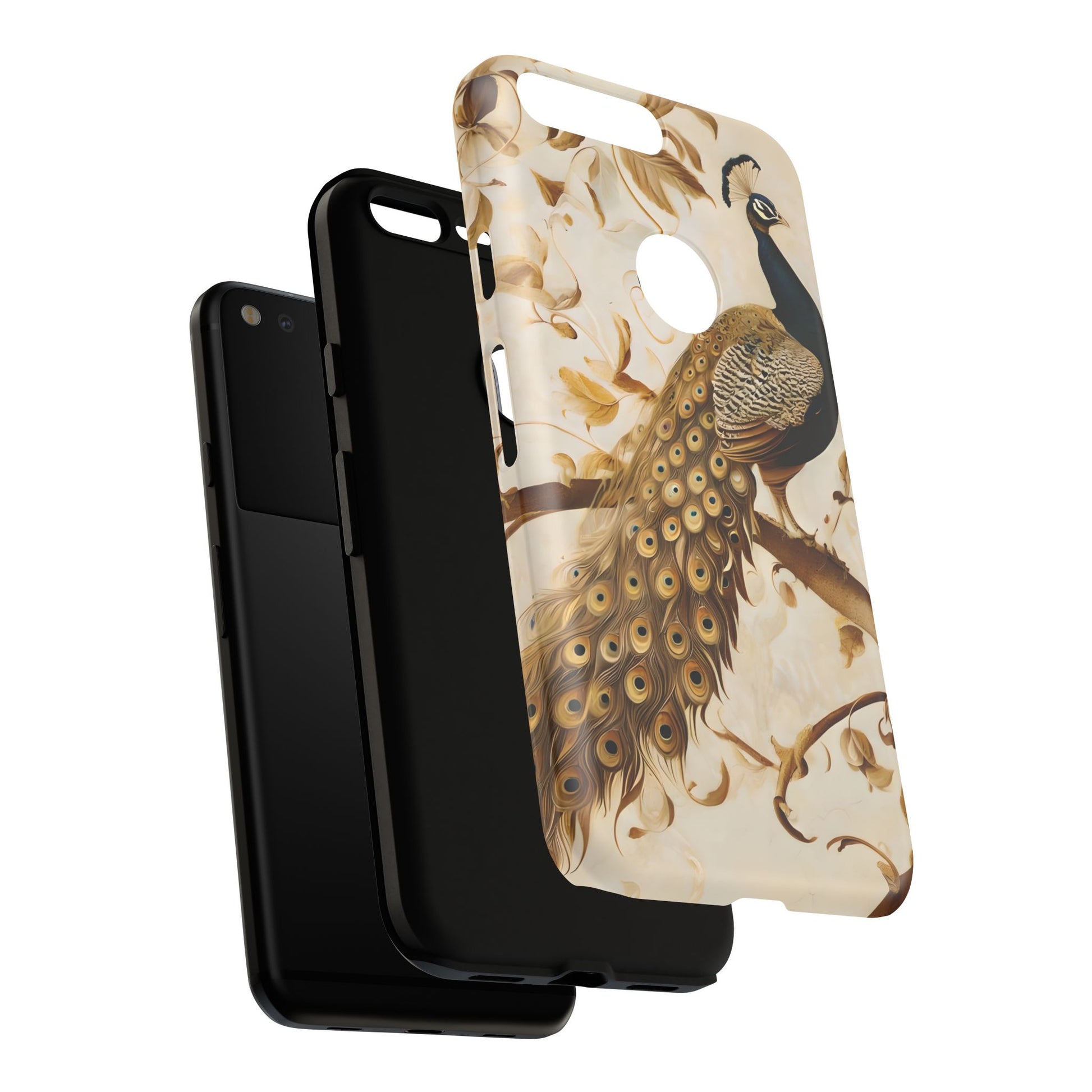 Golden Plumage - Luxe Peacock Art Google Pixel XL Phone Case - Elegant Gold & Cream Design
