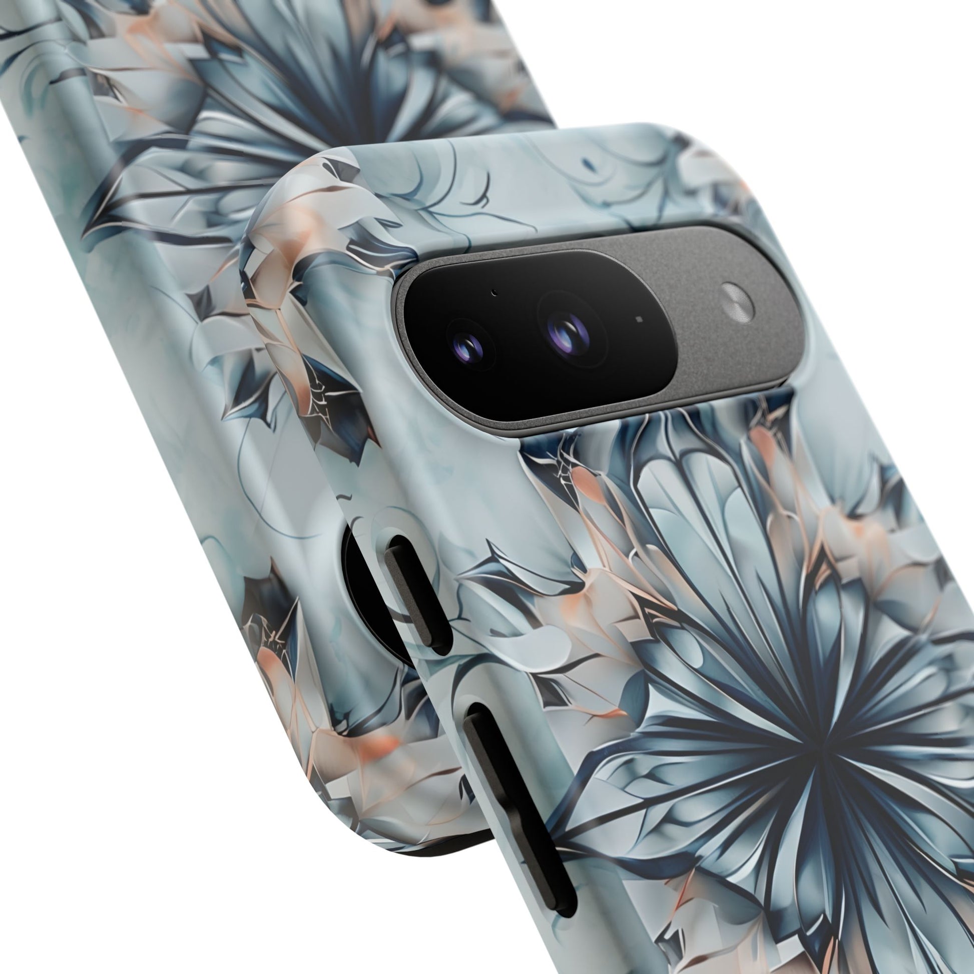 Indigo Mirage - Artistic Kaleidoscope Collection Artistic Floral - Google Pixel 9 Tough Phone Case - Bold Indigo Symmetrical Design