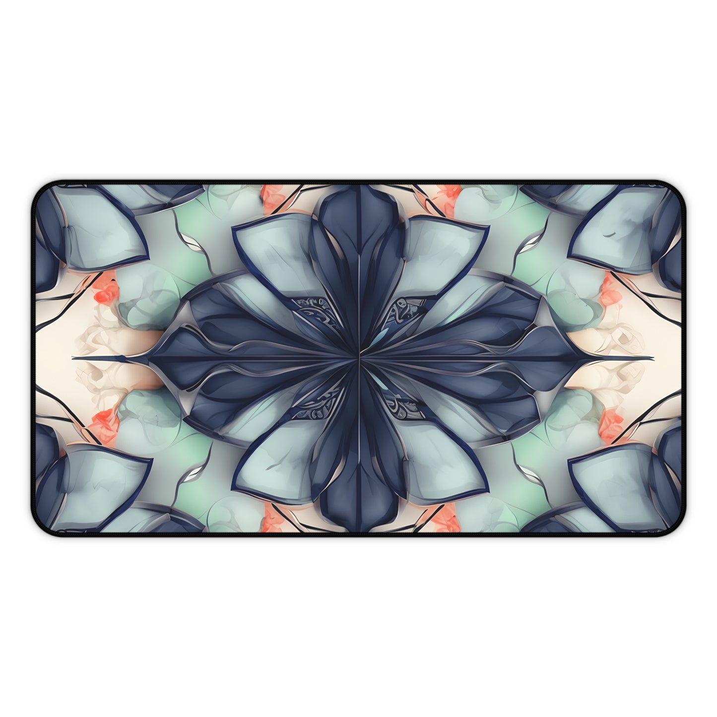 Midnight Mosaic desk mat featuring intricate midnight blue mosaic floral pattern