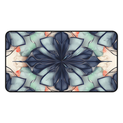 Midnight Mosaic desk mat featuring intricate midnight blue mosaic floral pattern