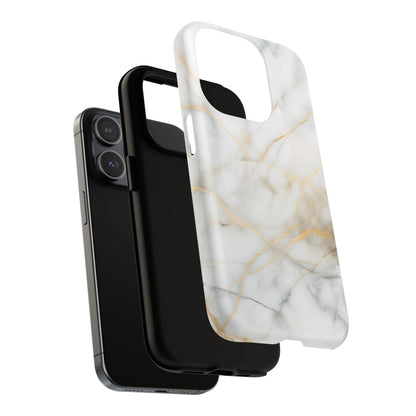 Golden Vein iPhone MagSafe Phone Case -White Neutral Marble Design