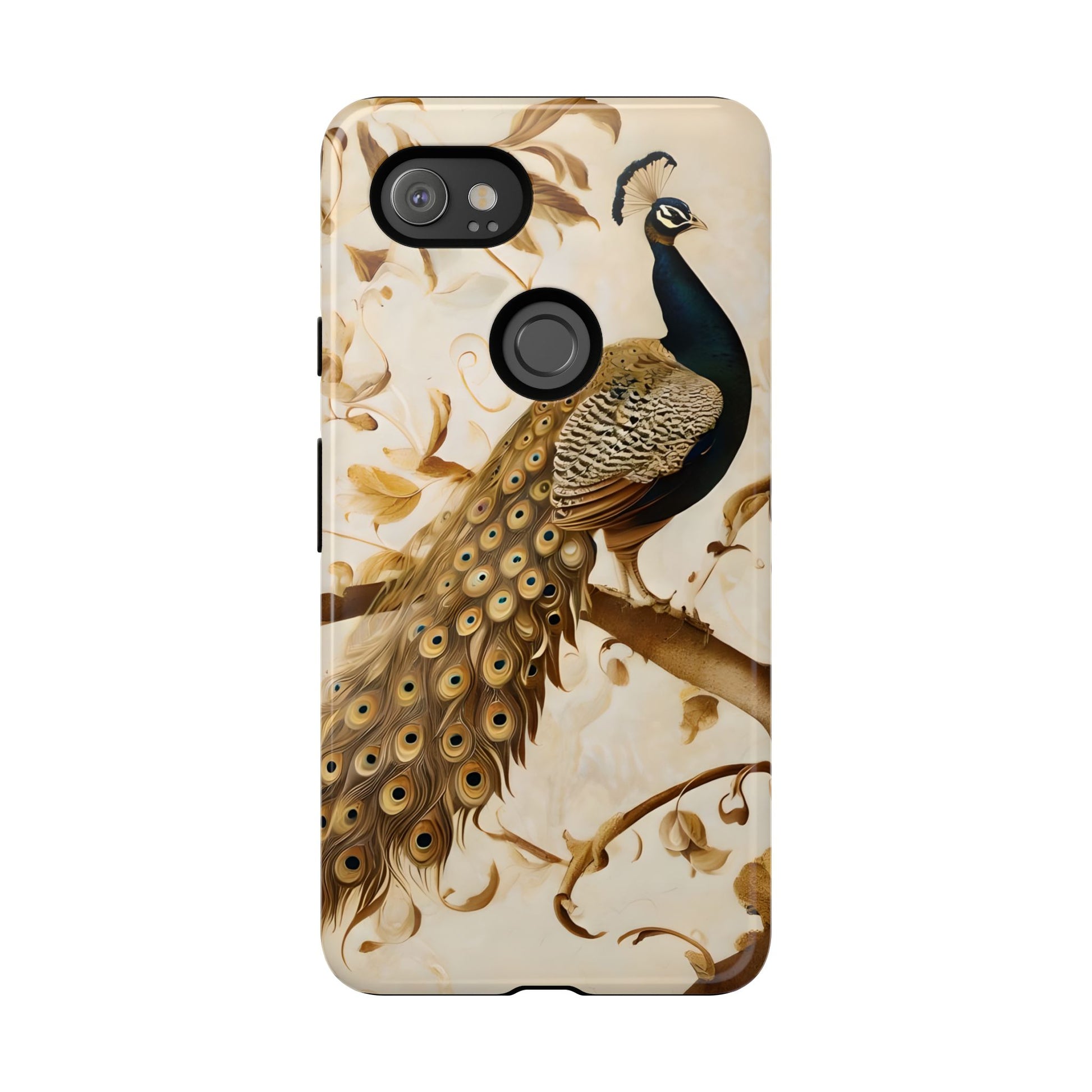 Golden Plumage - Luxe Peacock Art Google Pixel 2XL Phone Case - Elegant Gold & Cream Design