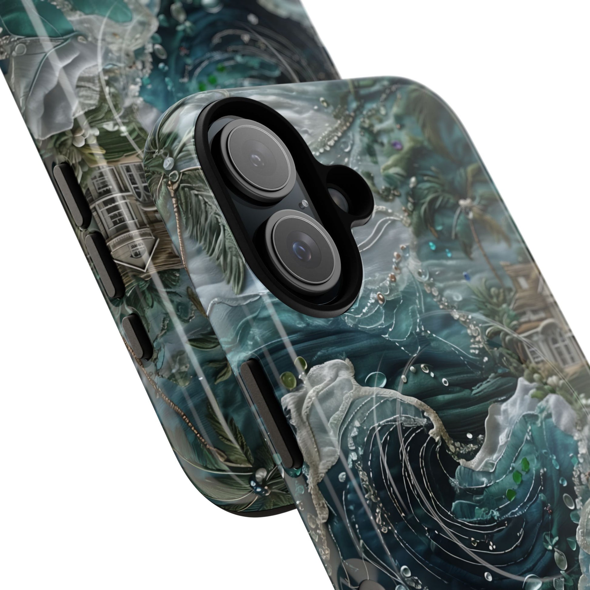 Tropical Midnight Wave - Artistic Ocean iPhone 16 MagSafe Phone Case - Dramatic Blue Wave Design