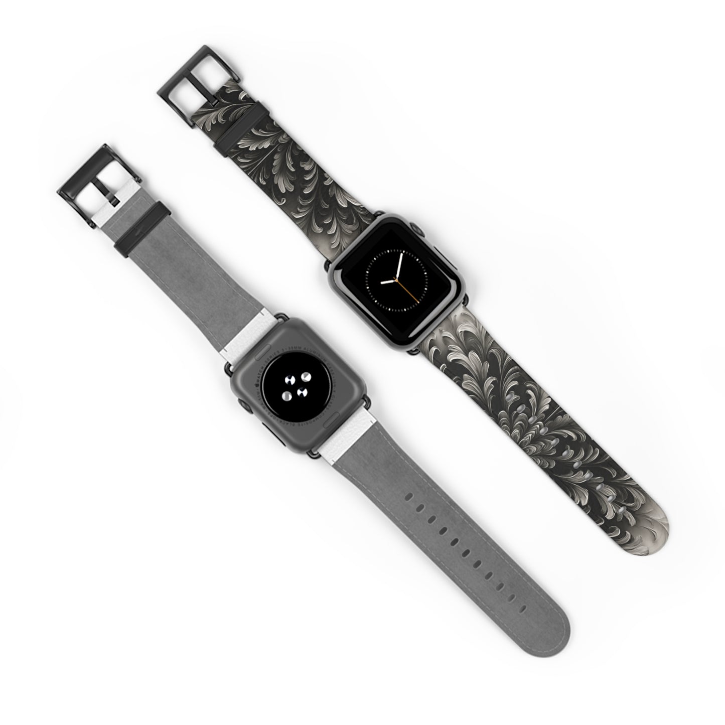 Obsidian Bloom Designer Apple Watch Band - Premium Custom Strap for Series 1-9, SE & Ultra - Artistic Vegan Leather