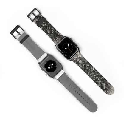 Obsidian Bloom Designer Apple Watch Band - Premium Custom Strap for Series 1-9, SE & Ultra - Artistic Vegan Leather