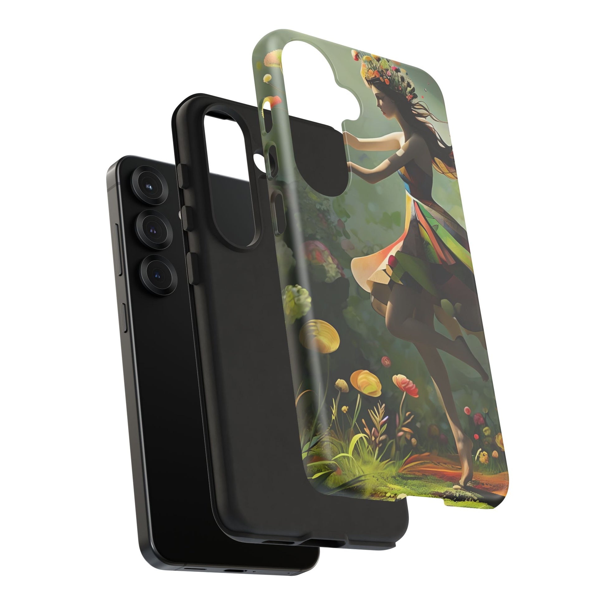 Dancing Wildflower Muse Samsung Galaxy S25 Tough Case - Artistic Floral Fantasy Cover - Whimsical Nature-Inspired Protective Accessory