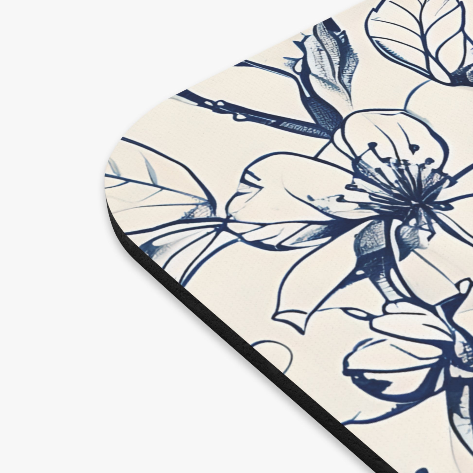 Close-up of Blossom Sketch mouse pad showing printed floral illustration detail