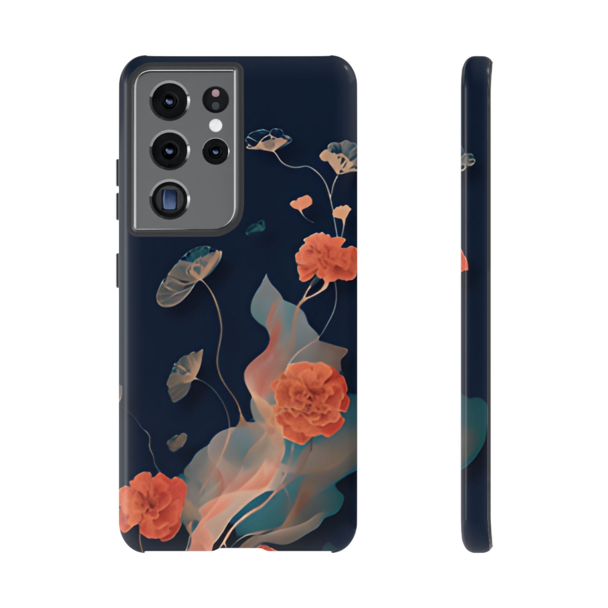 Lotus Reverie - Elegant Artistic Floral Samsung Galaxy S21 Ultra Tough Phone Case - Painterly Lotus Blossom Design