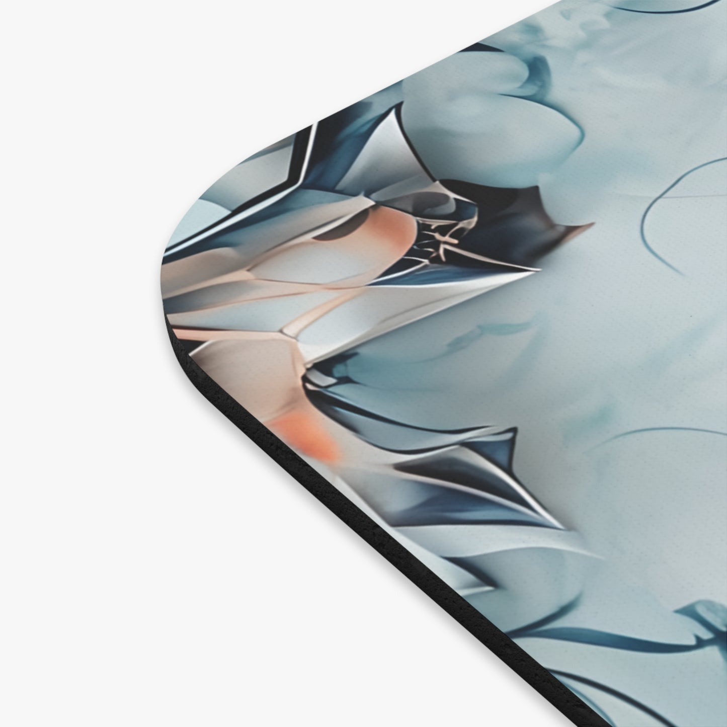 Close-up of Indigo Mirage mouse pad showing printed abstract pattern detail