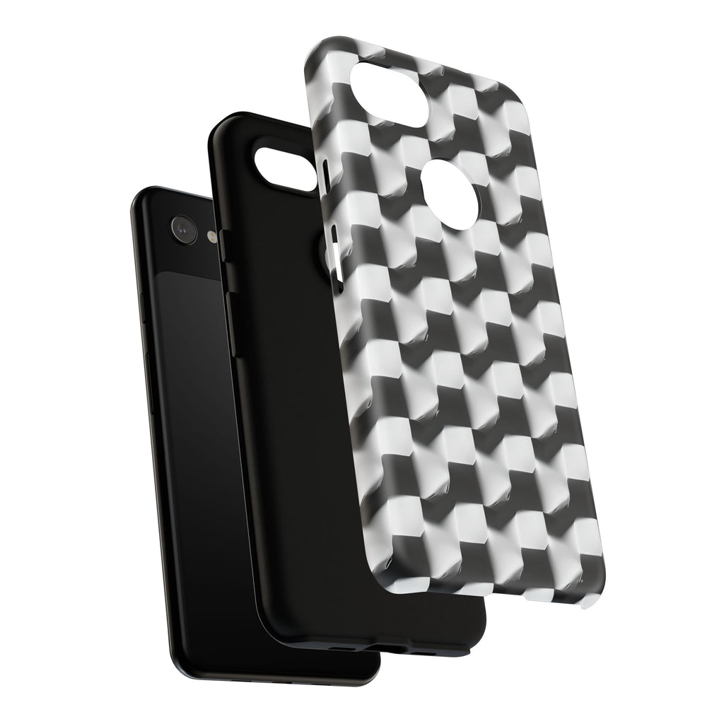 Monochrome Grid Tough Case for Google Pixel 3a XL - Classic Checkerboard, Black & White, Minimalist Trend