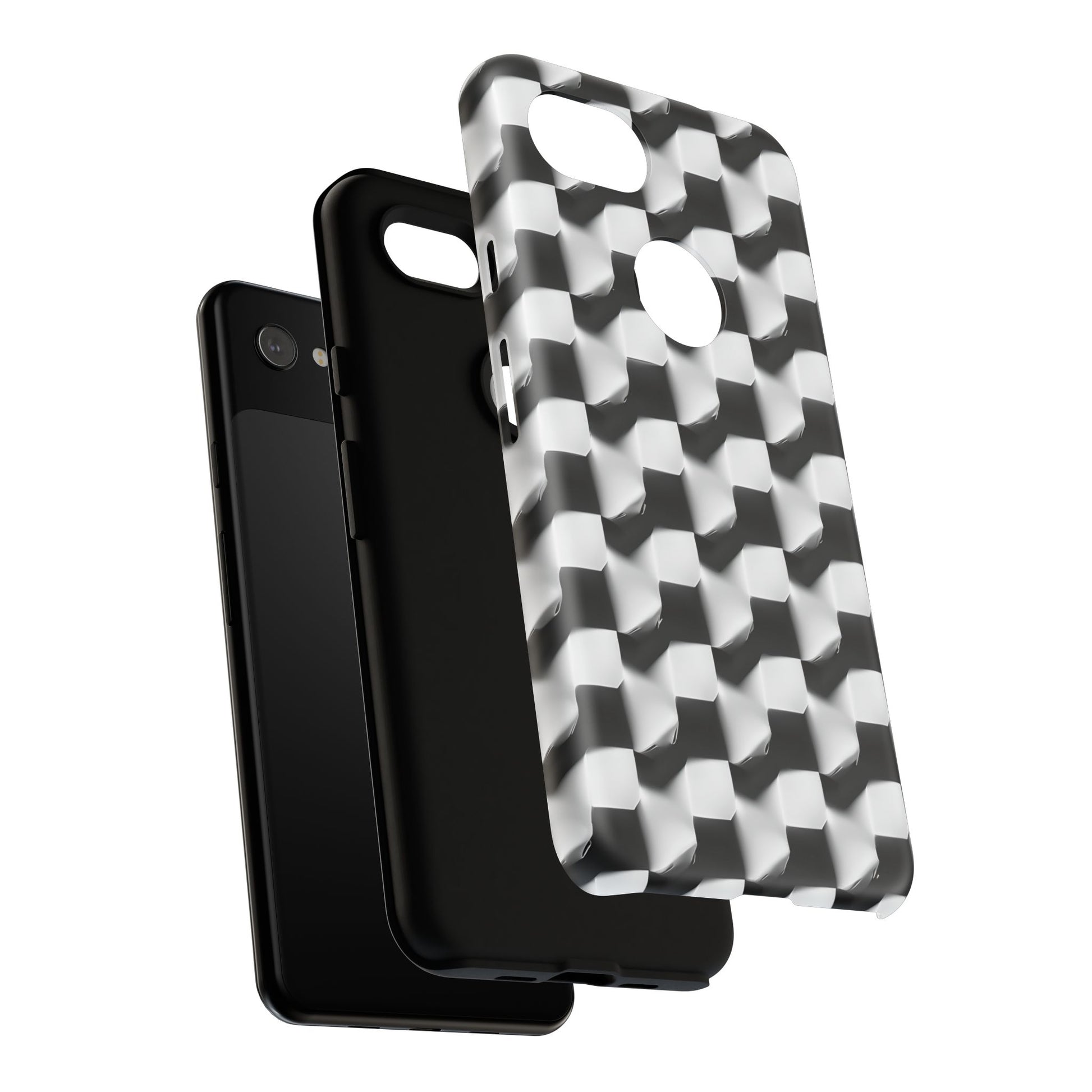 Monochrome Grid Tough Case for Google Pixel 3a XL - Classic Checkerboard, Black & White, Minimalist Trend