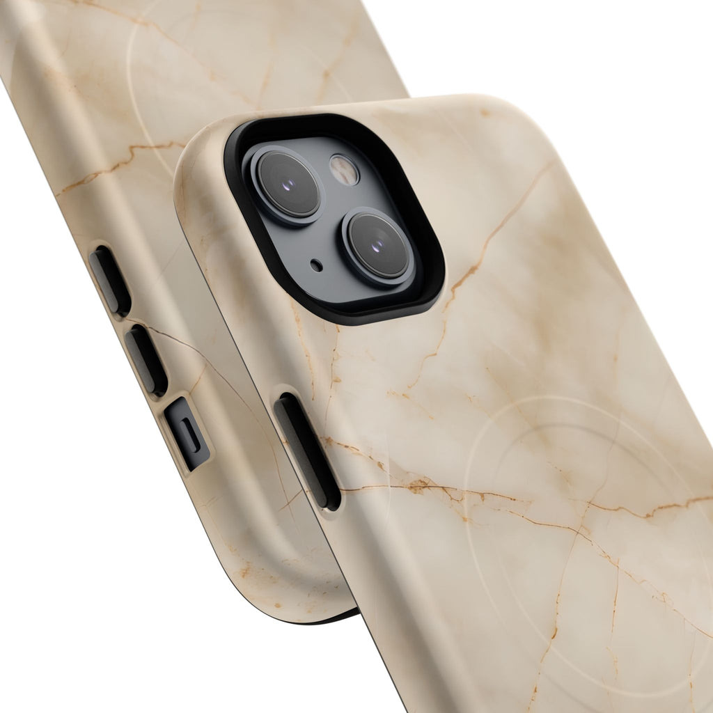 Parchment Mist - iPhone 14 Plus MagSafe Phone Case - Neutral Beige Marble Design