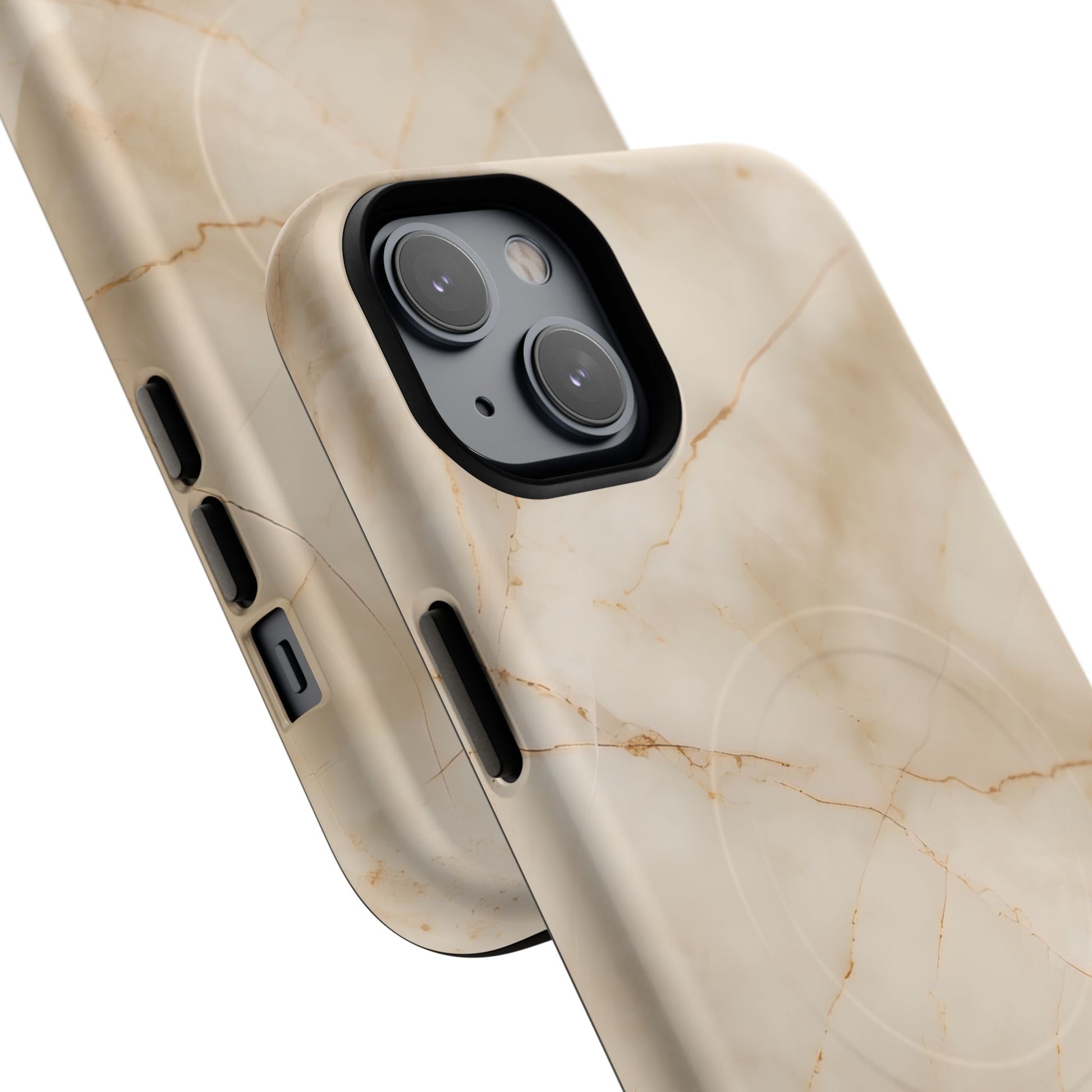 Parchment Mist - iPhone 14 Plus MagSafe Phone Case - Neutral Beige Marble Design