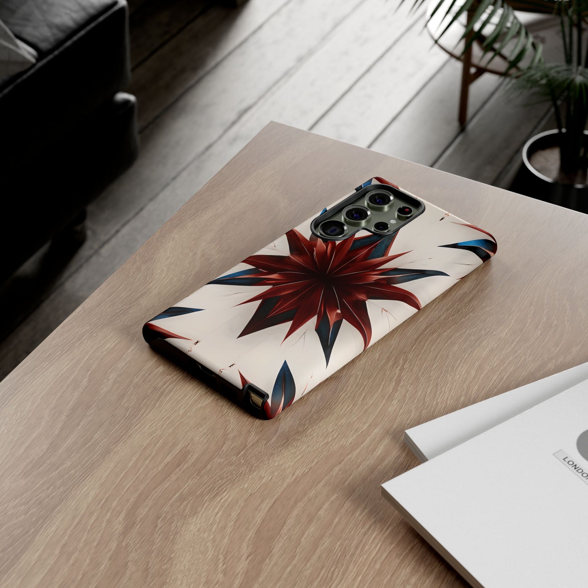 Garnet Starburst - Kaleidoscope Collection Gemstone Floral - Samsung Galaxy S23 Ultra Tough Phone Case - Floral Burst Design