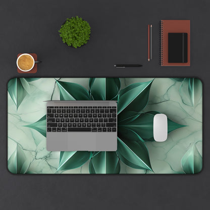 Emerald Bloom Designer Desk Mat - Premium Office Desk Pad, 3 Sizes Available, Artistic Workspace Protection