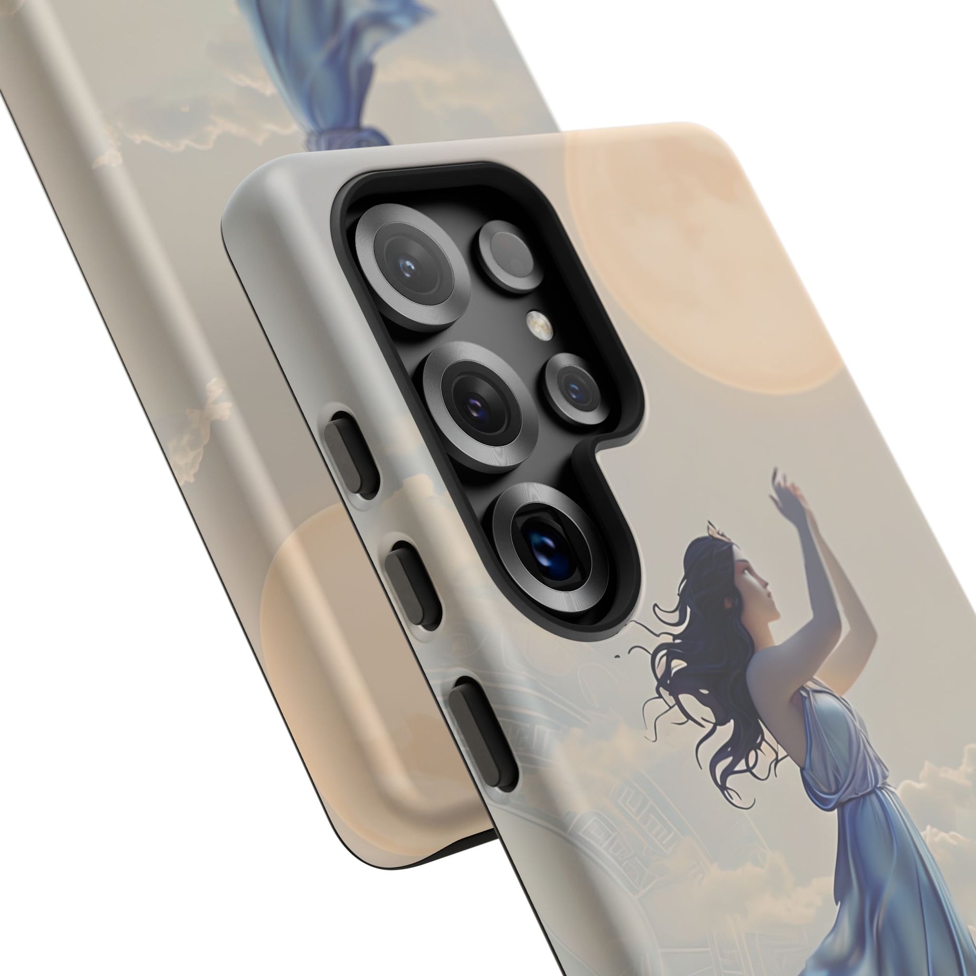 Moonlit Ascend - Ethereal Celestial Art Samsung Galaxy S25 Ultra Tough Phone Case - Dreamy Night Sky & Floating Woman Design