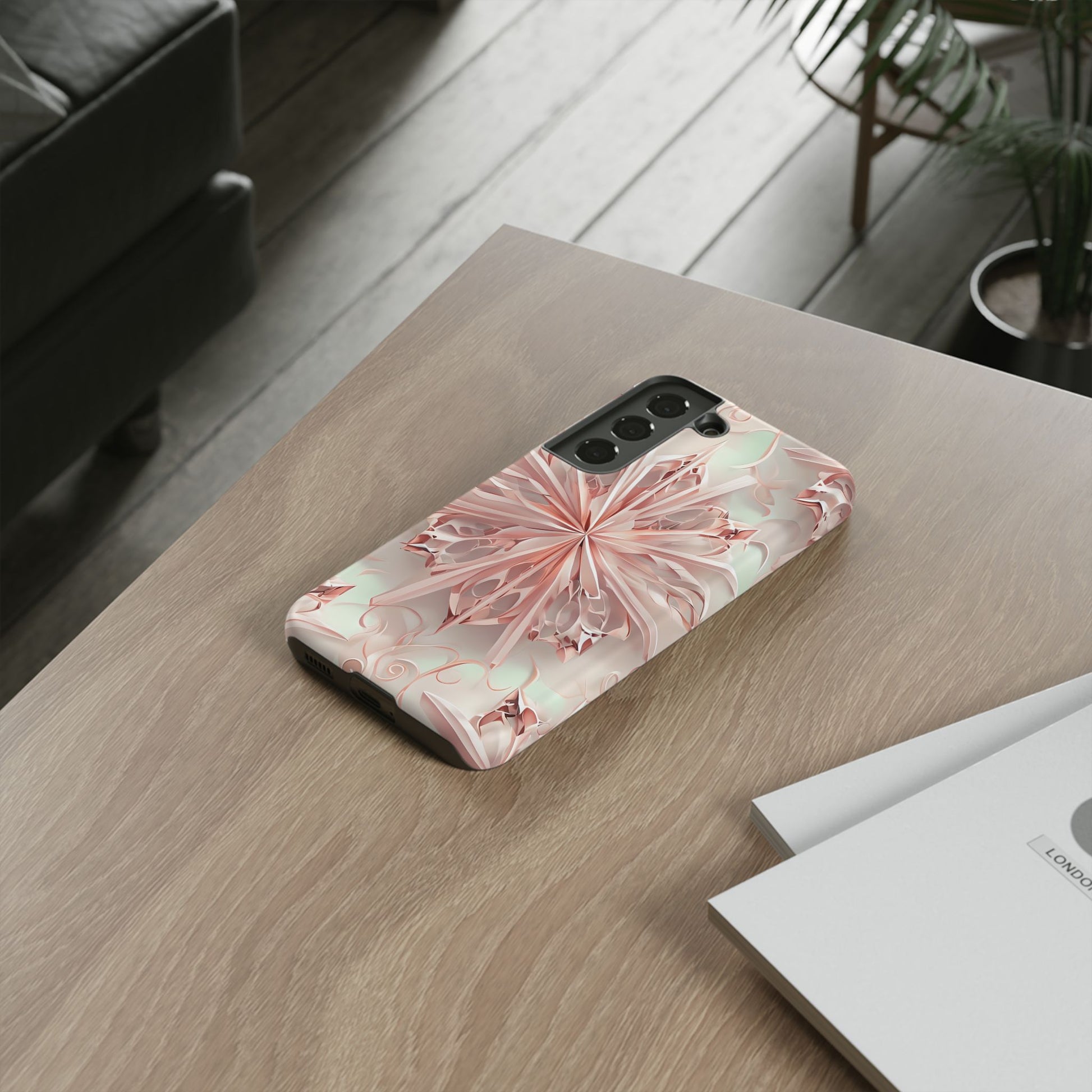 Blush Frost from our Kaleidoscope Collection - Samsung Galaxy S22 tough case - Soft Pink Geometric Floral Design